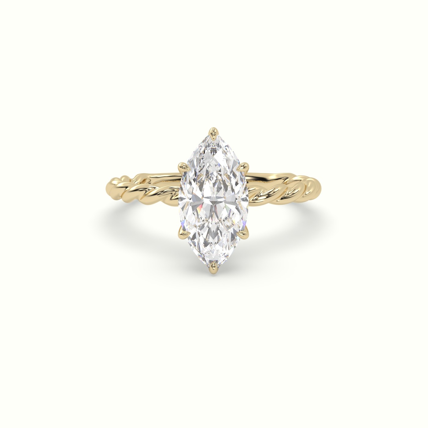 18K Yellow Gold Marquise Cut Diamond Solitaire Engagement Ring