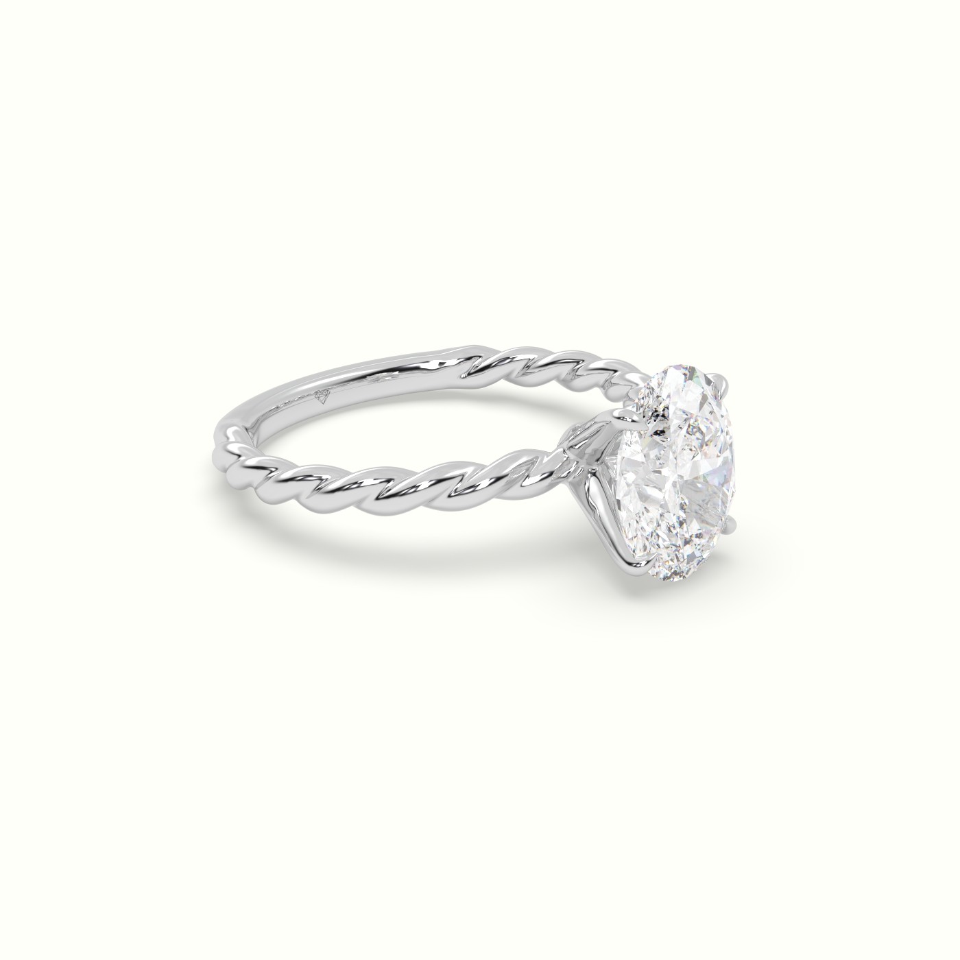 18K White Gold Oval Cut Diamond Solitaire Engagement Ring
