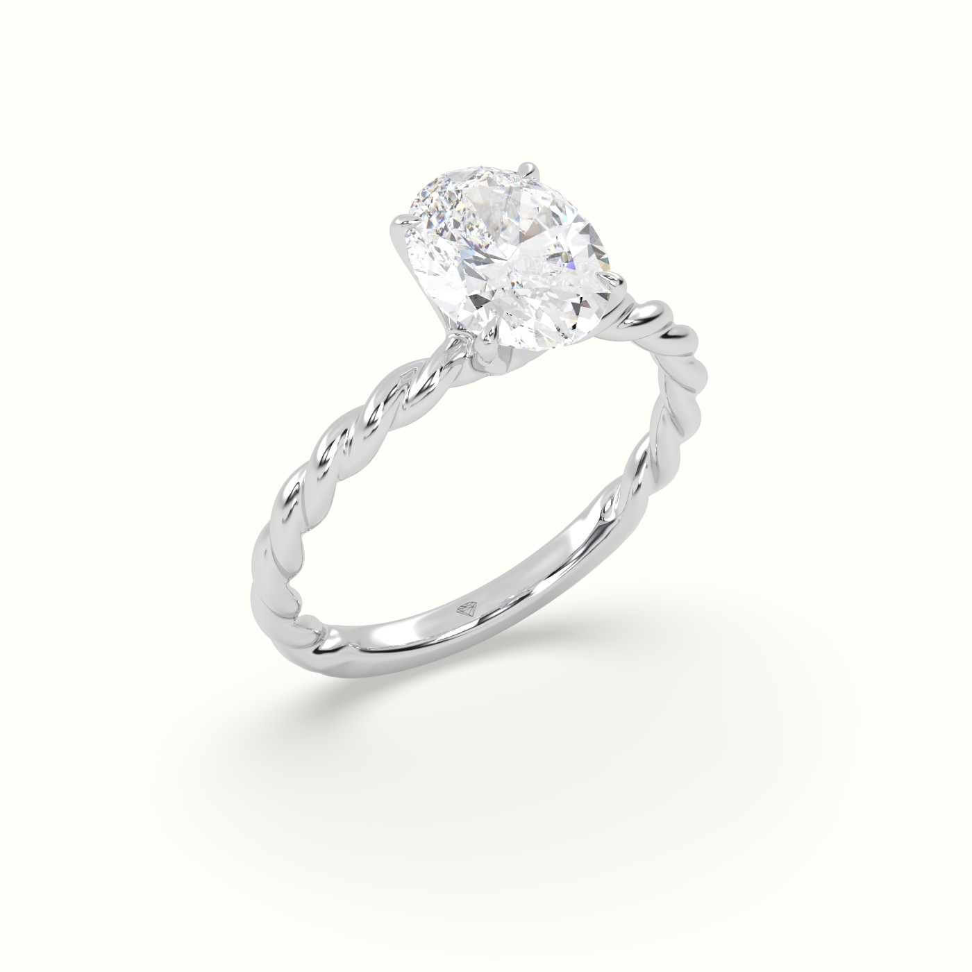 18K White Gold Oval Cut Diamond Solitaire Engagement Ring