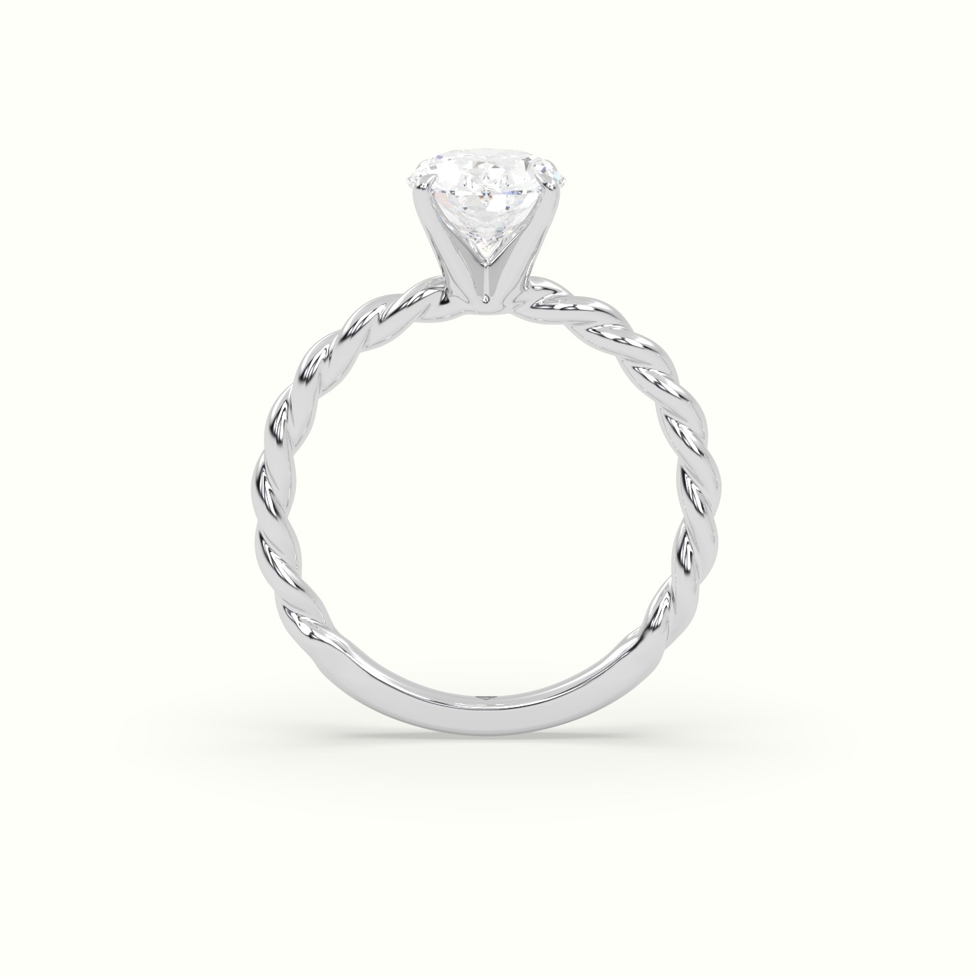 18K White Gold Oval Cut Diamond Solitaire Engagement Ring