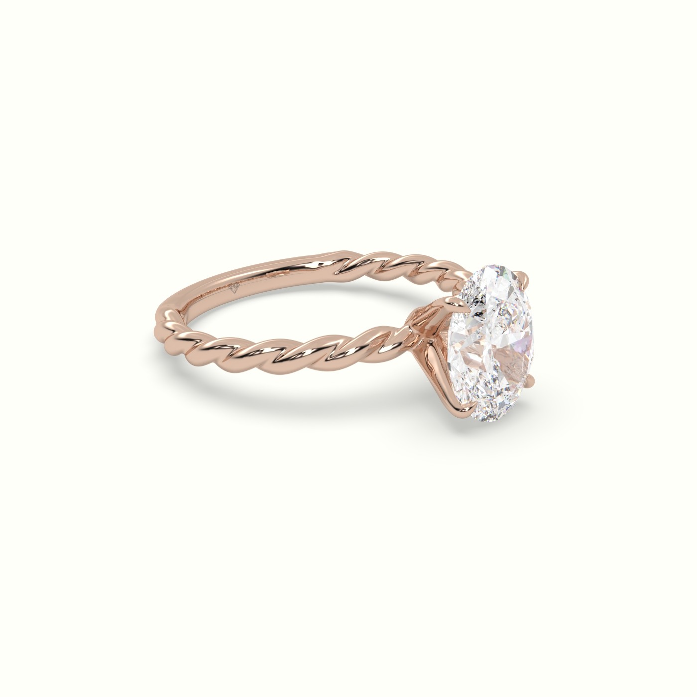 18K Rose Gold Oval Cut Diamond Solitaire Engagement Ring