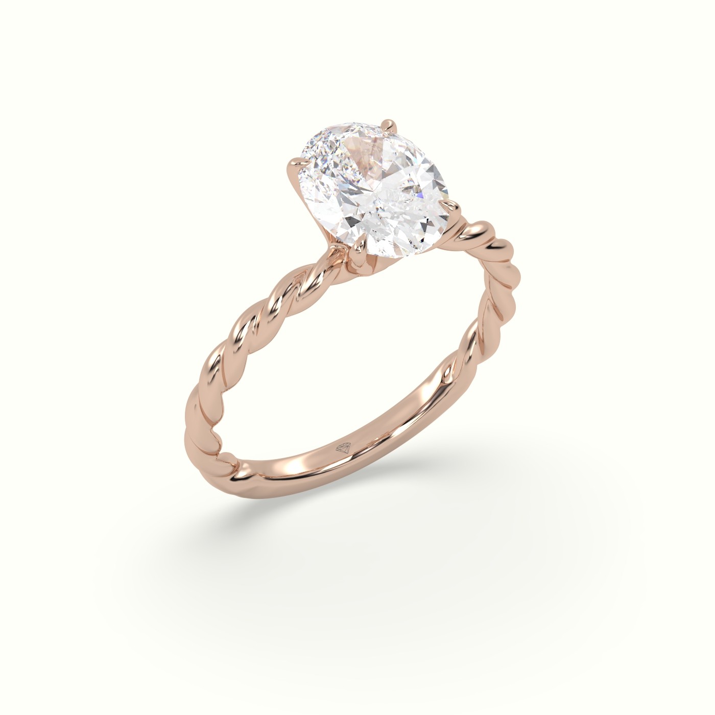 18K Rose Gold Oval Cut Diamond Solitaire Engagement Ring