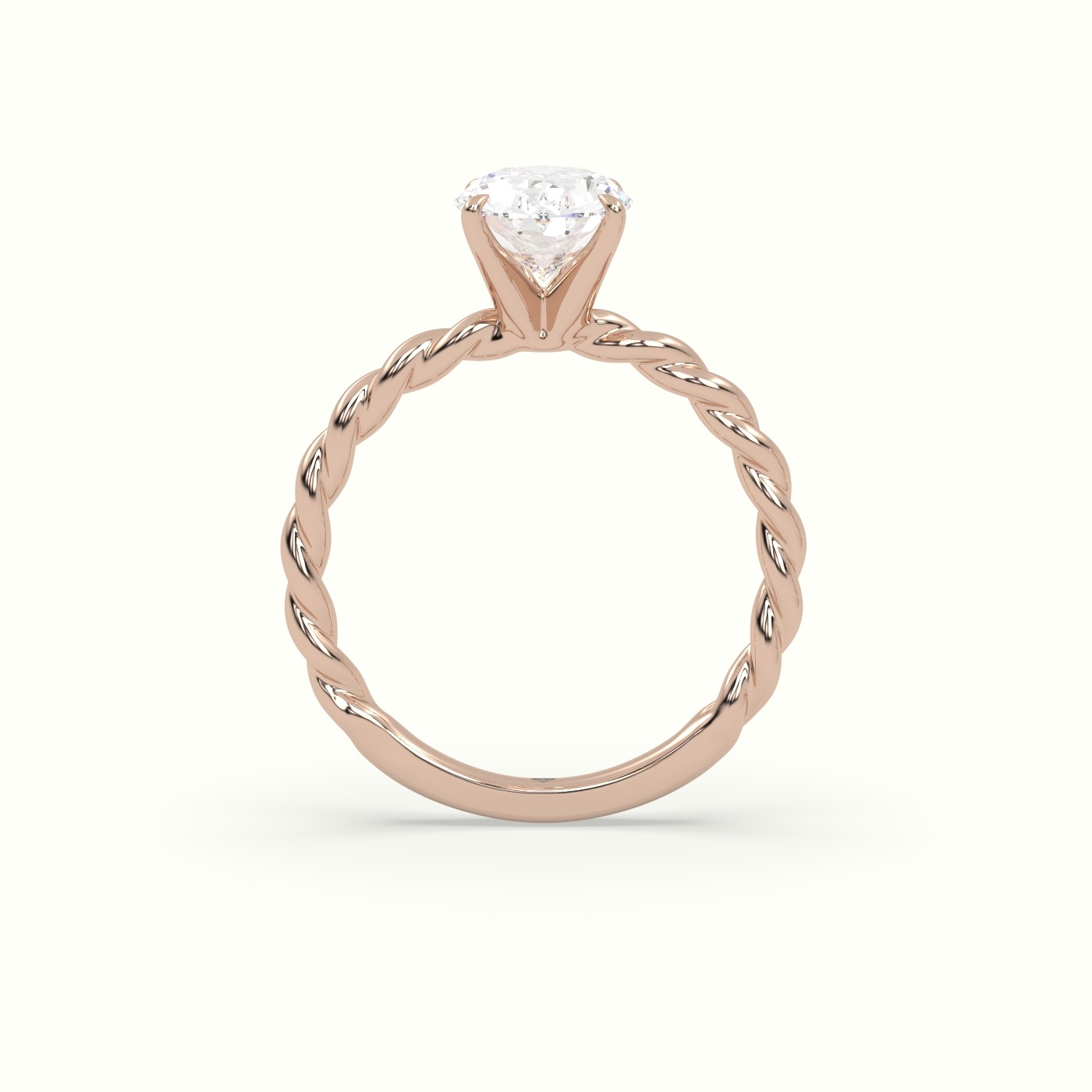 18K Rose Gold Oval Cut Diamond Solitaire Engagement Ring