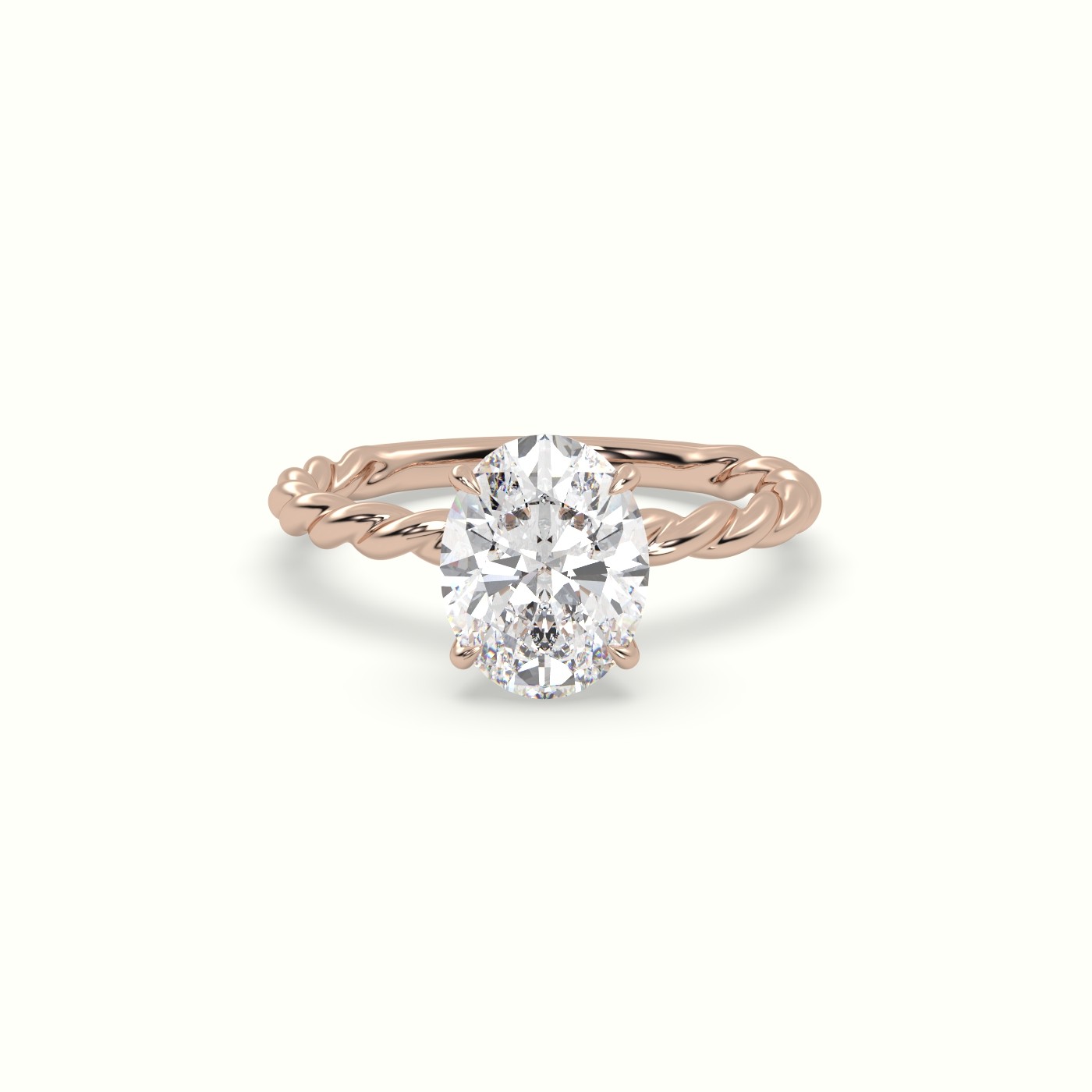 18K Rose Gold Oval Cut Diamond Solitaire Engagement Ring
