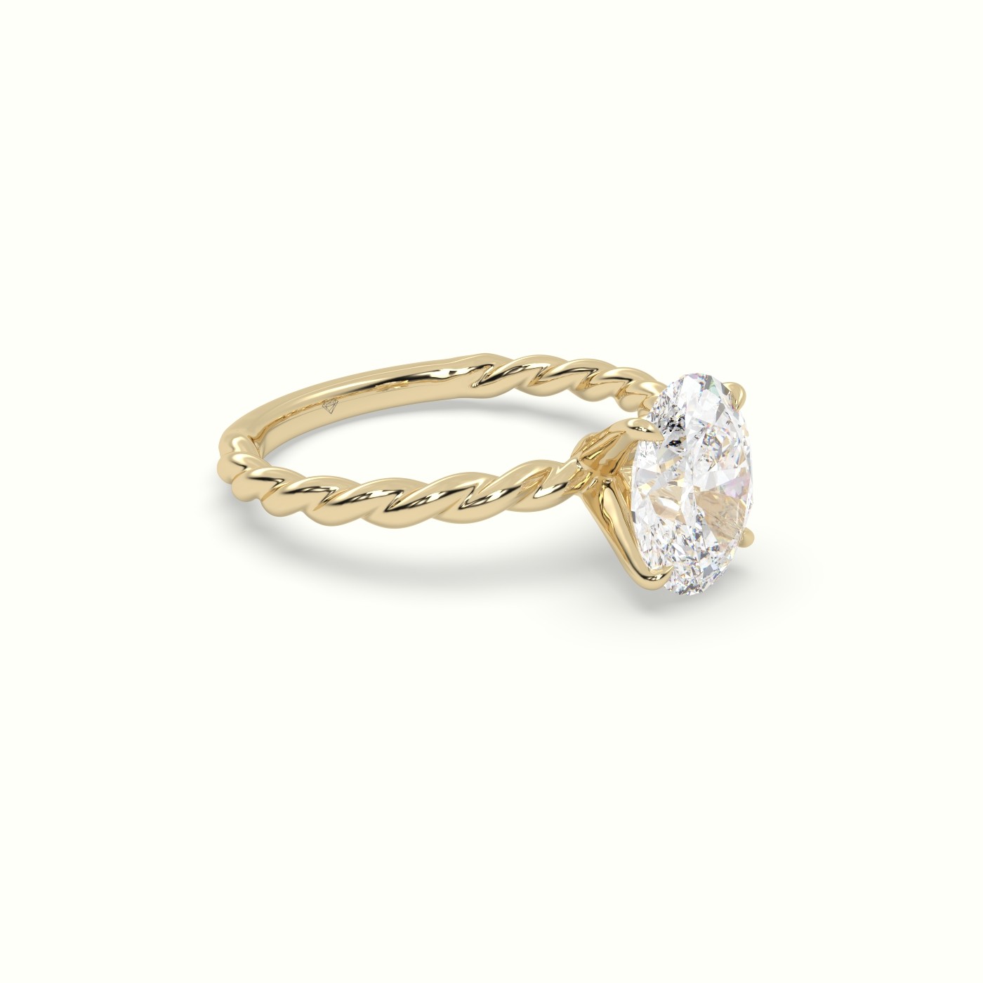 18K Yellow Gold Oval Cut Diamond Solitaire Engagement Ring