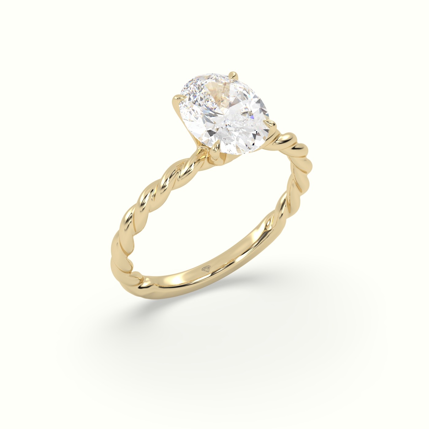 18K Yellow Gold Oval Cut Diamond Solitaire Engagement Ring