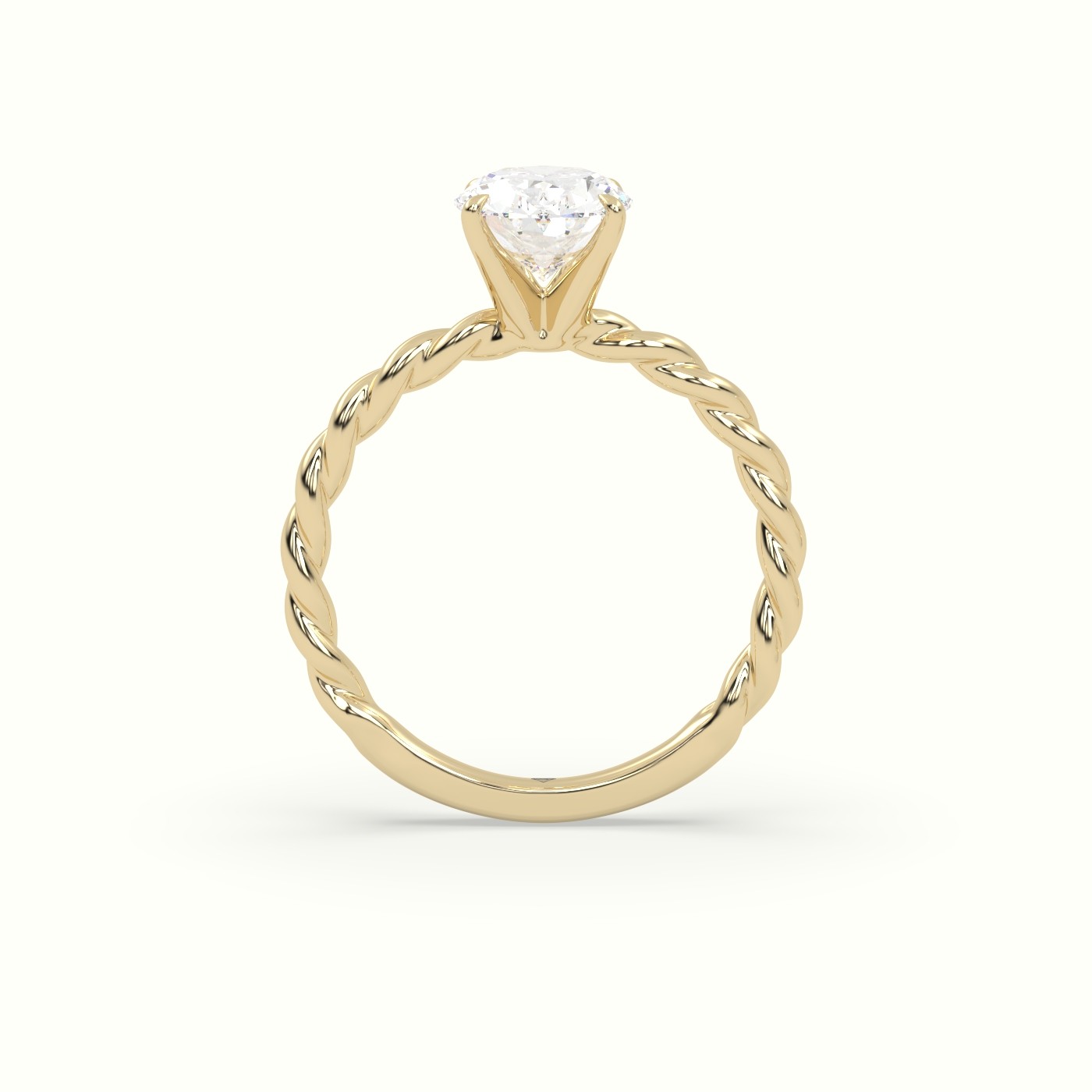 18K Yellow Gold Oval Cut Diamond Solitaire Engagement Ring