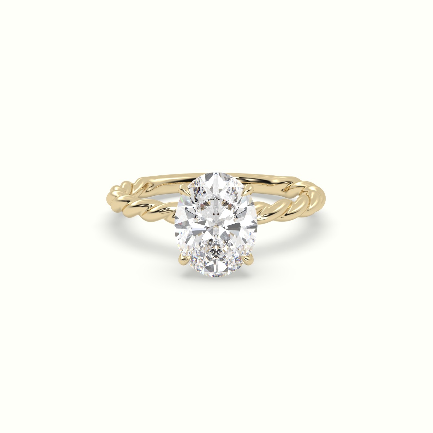 18K Yellow Gold Oval Cut Diamond Solitaire Engagement Ring