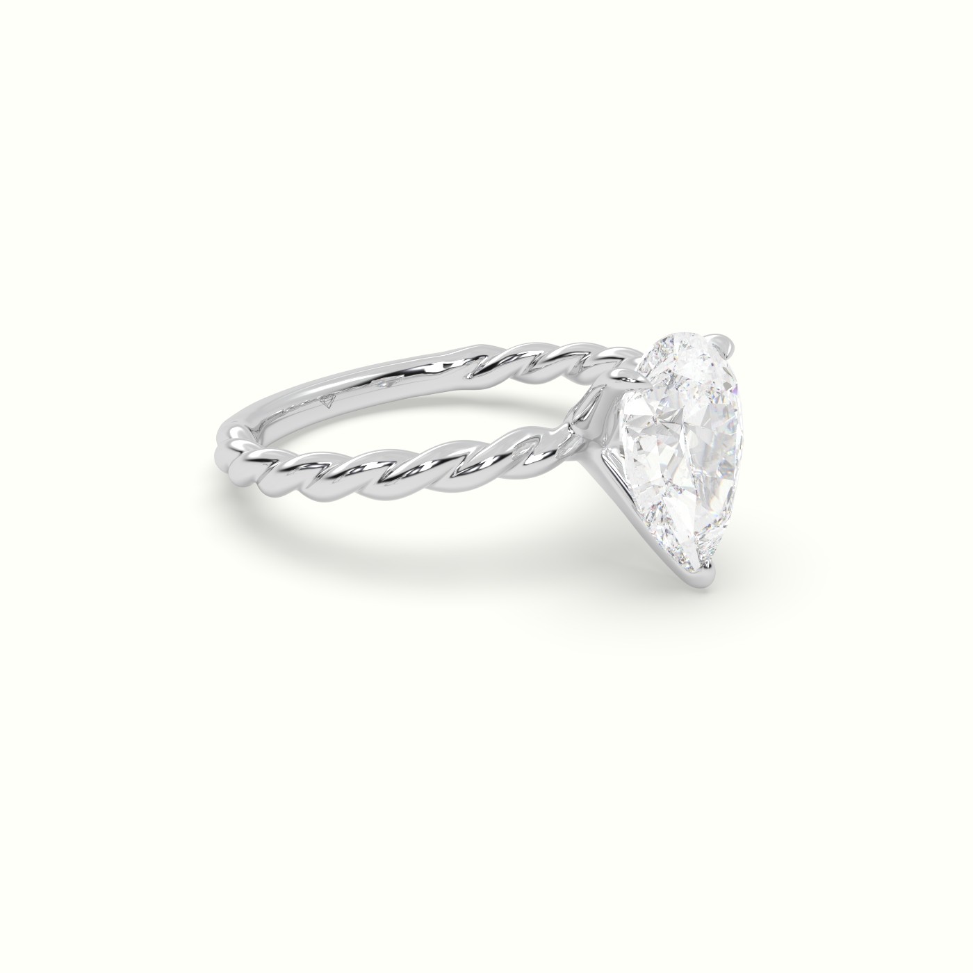 18K White Gold Pear Cut Diamond Solitaire Engagement Ring