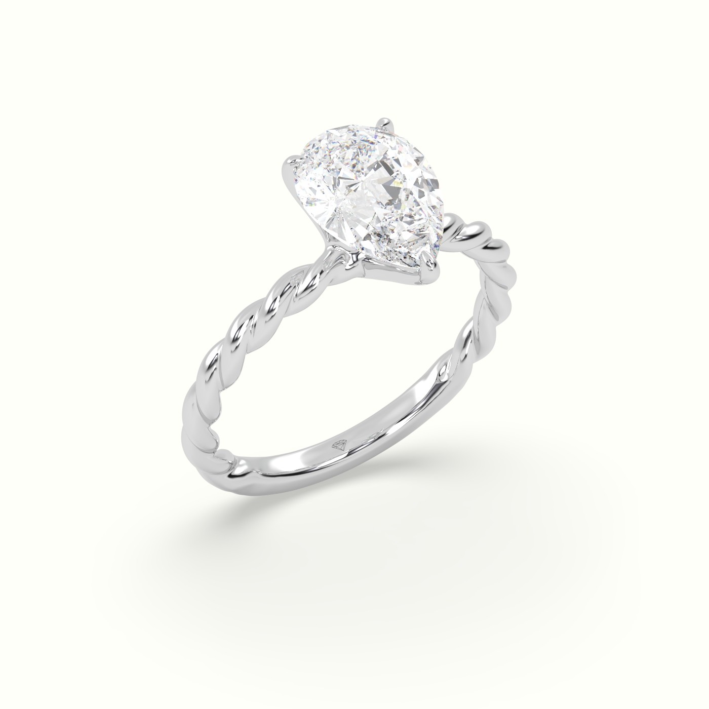 18K White Gold Pear Cut Diamond Solitaire Engagement Ring