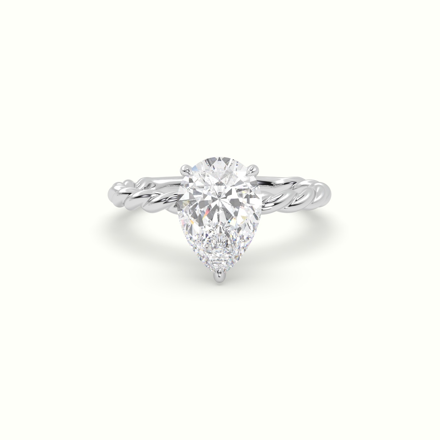 18K White Gold Pear Cut Diamond Solitaire Engagement Ring