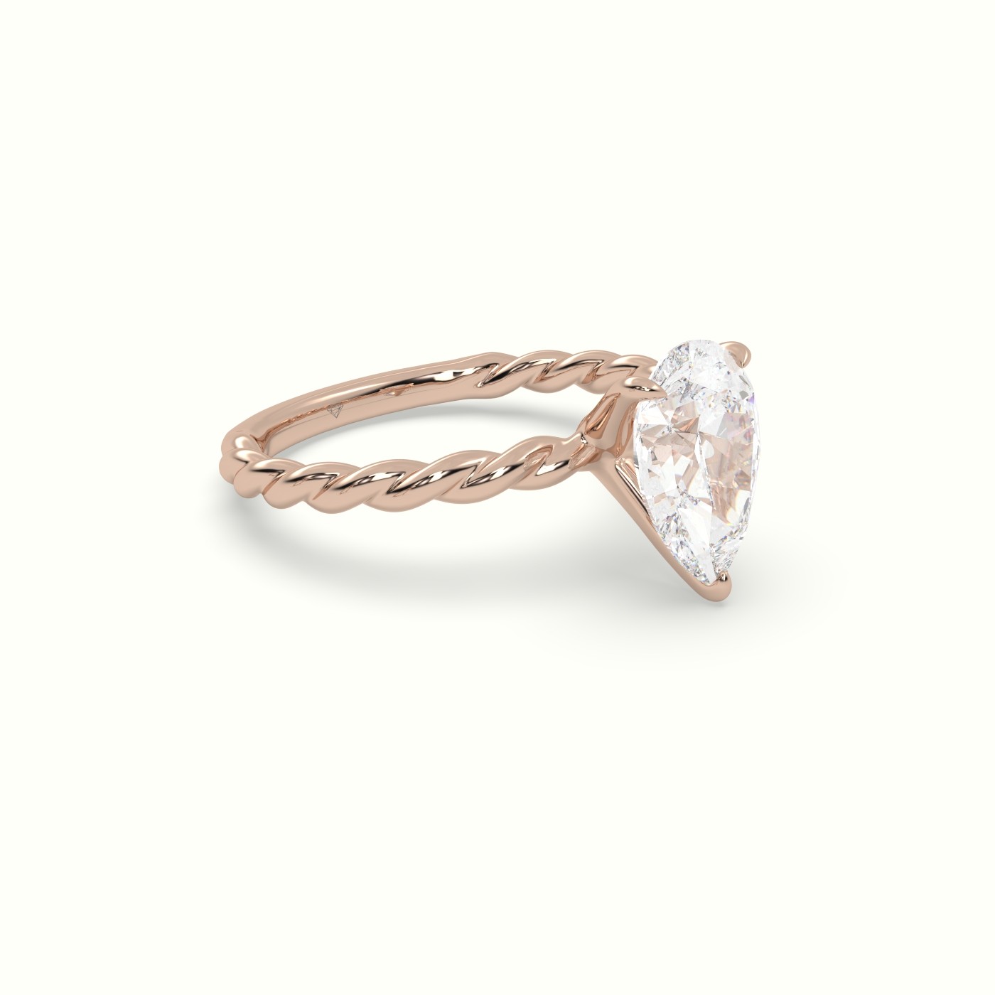 18K Rose Gold Pear Cut Diamond Solitaire Engagement Ring