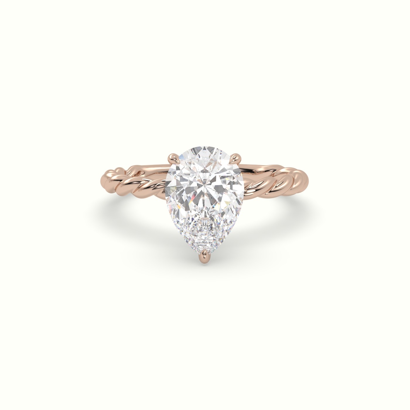 18K Rose Gold Pear Cut Diamond Solitaire Engagement Ring