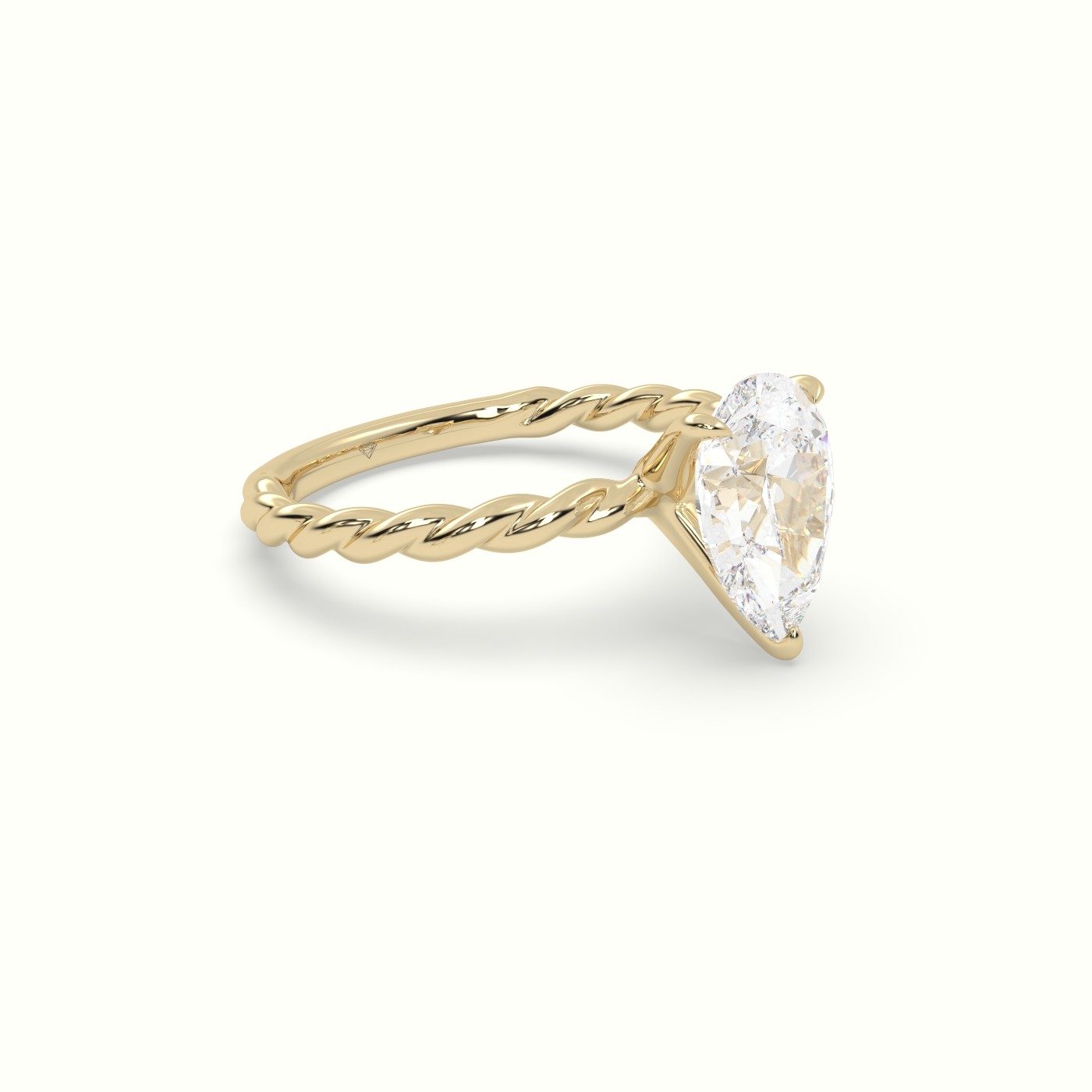 18K Yellow Gold Pear Cut Diamond Solitaire Engagement Ring