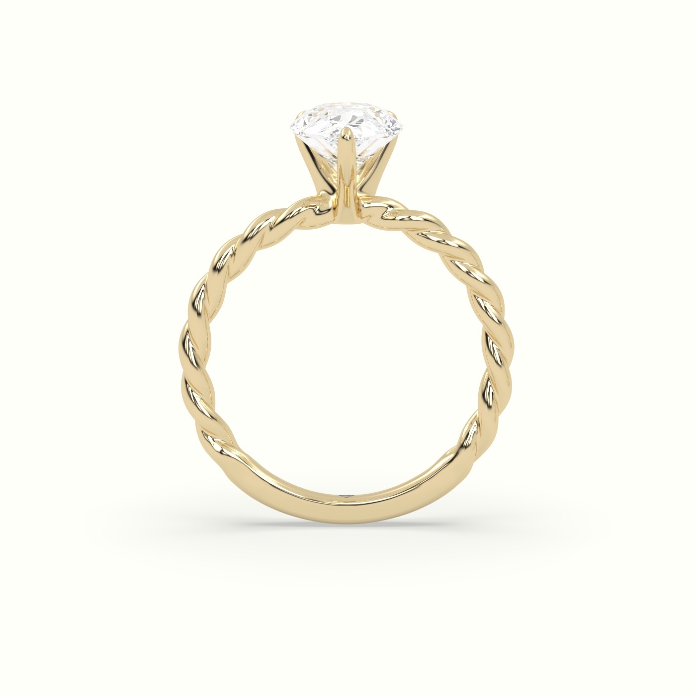 18K Yellow Gold Pear Cut Diamond Solitaire Engagement Ring