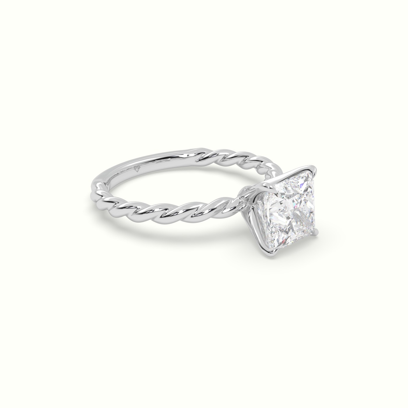 18K White Gold Princess Cut Diamond Solitaire Engagement Ring