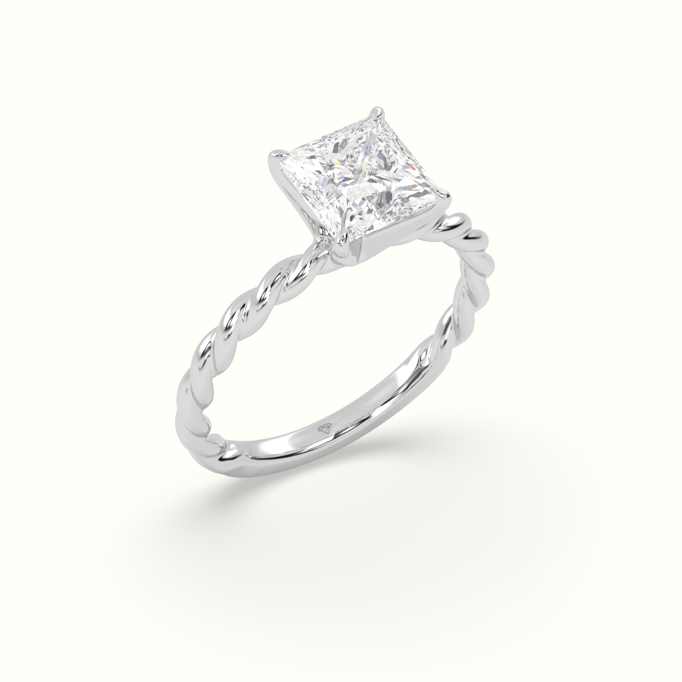 18K White Gold Princess Cut Diamond Solitaire Engagement Ring