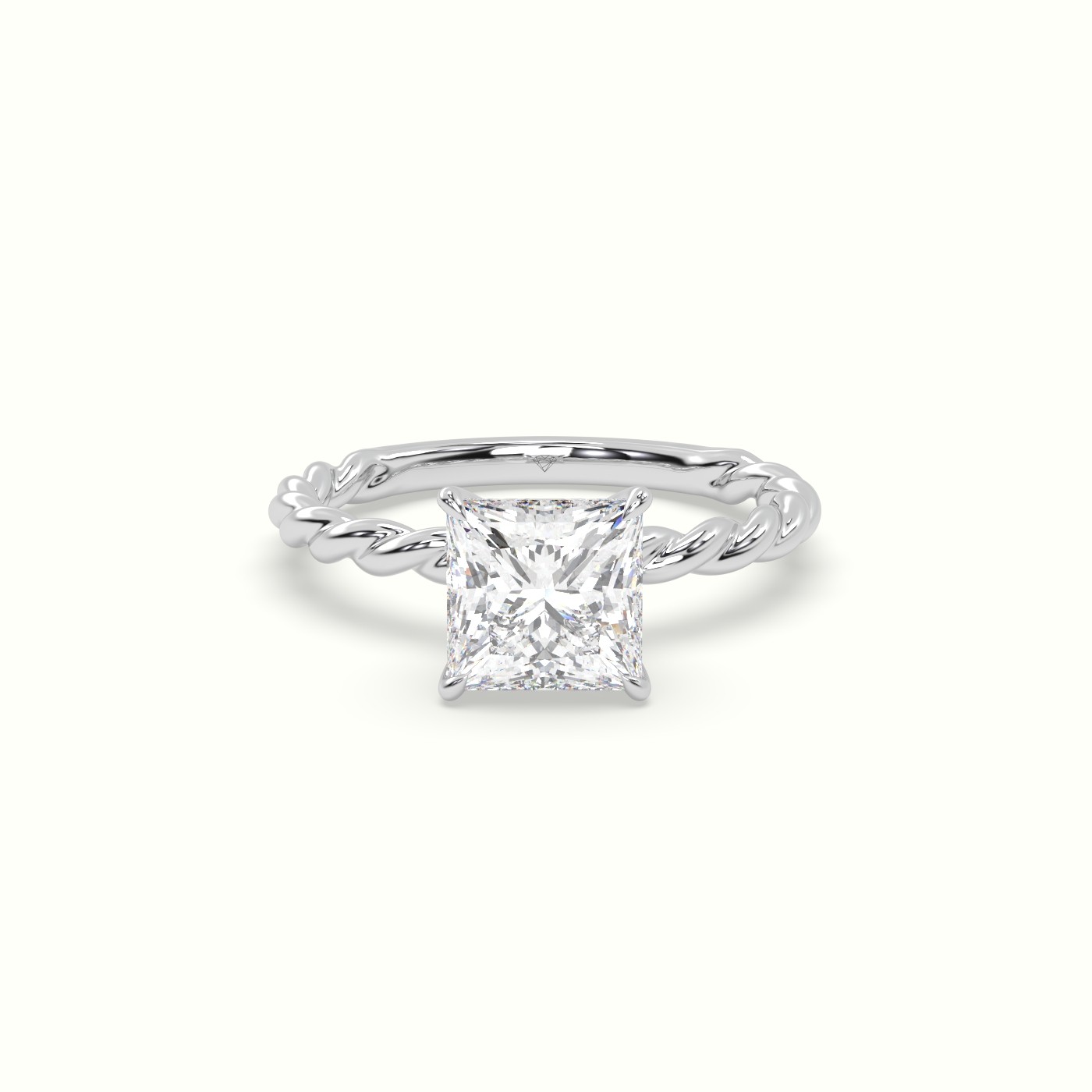 18K White Gold Princess Cut Diamond Solitaire Engagement Ring