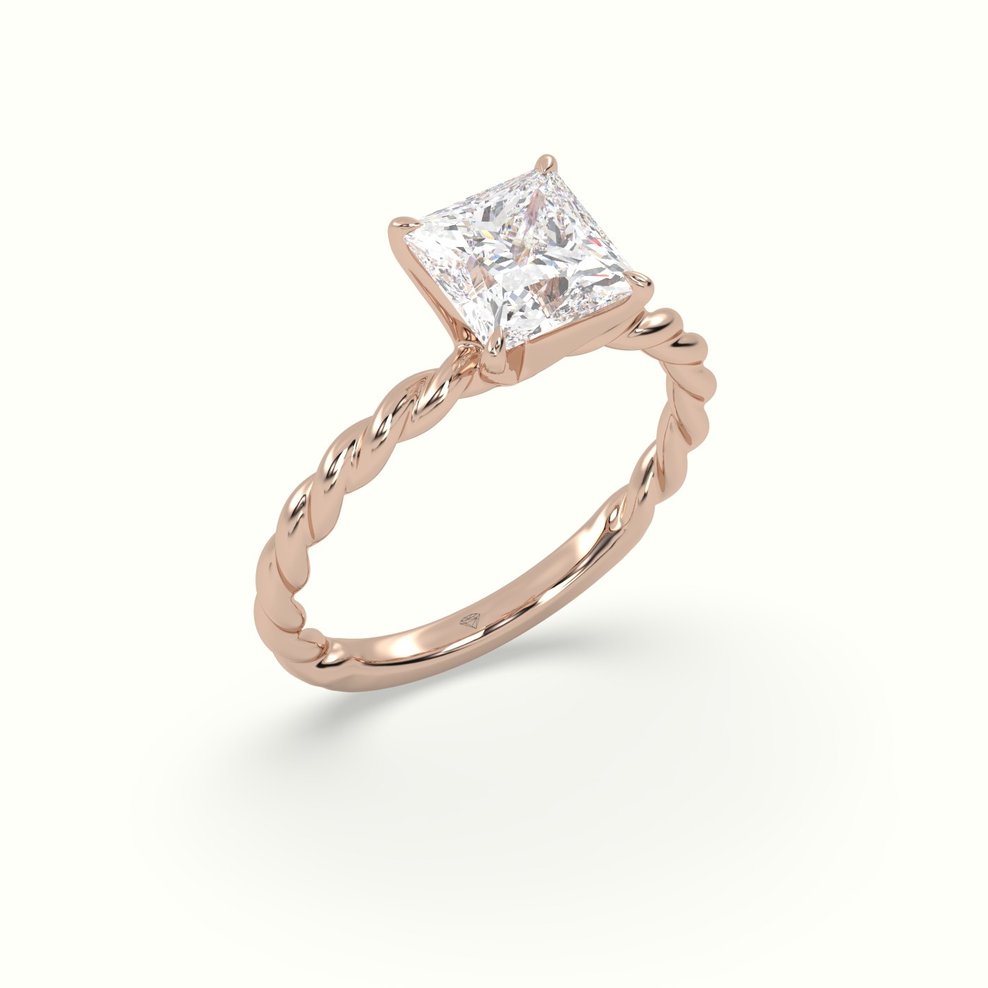 18K Rose Gold Princess Cut Diamond Solitaire Engagement Ring