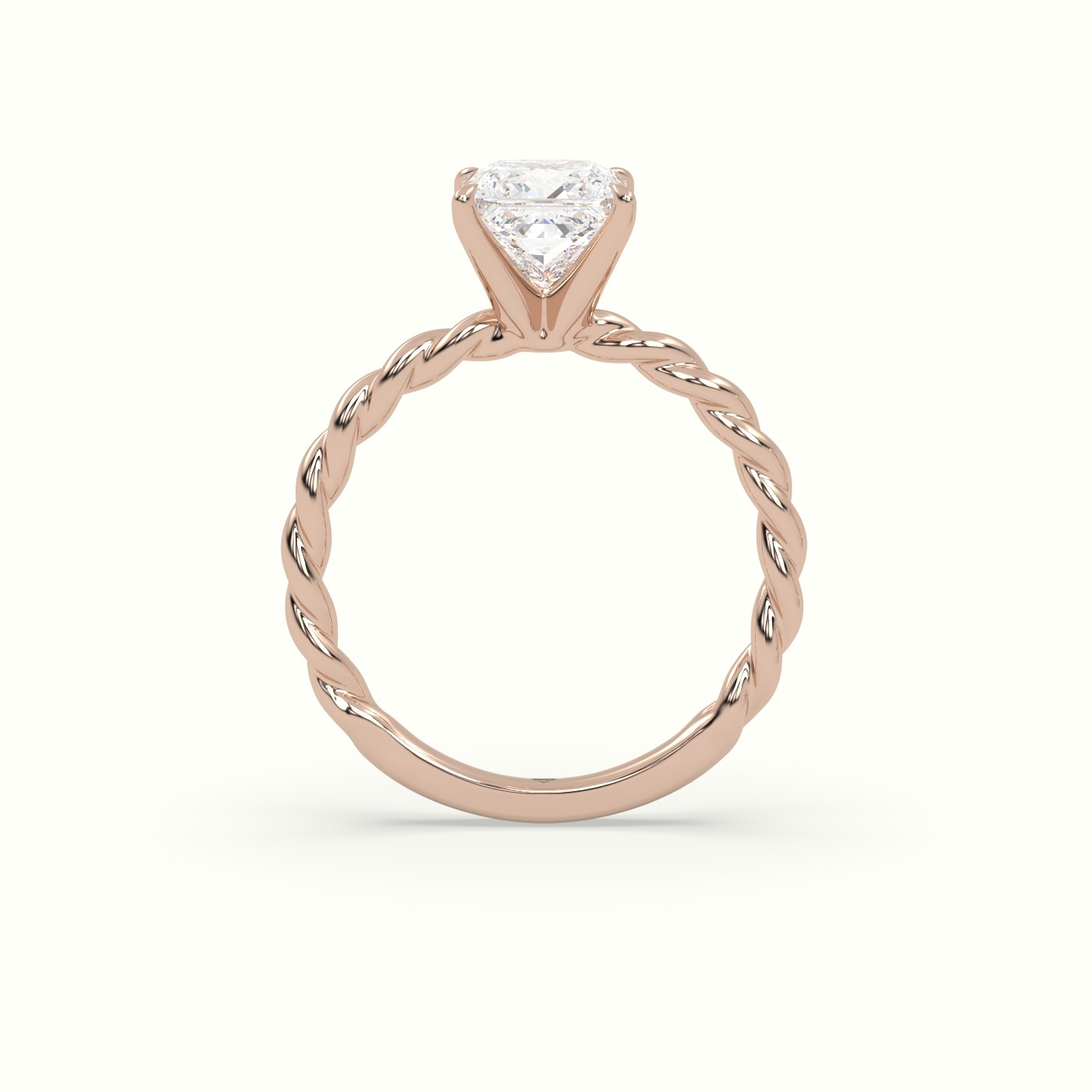 18K Rose Gold Princess Cut Diamond Solitaire Engagement Ring