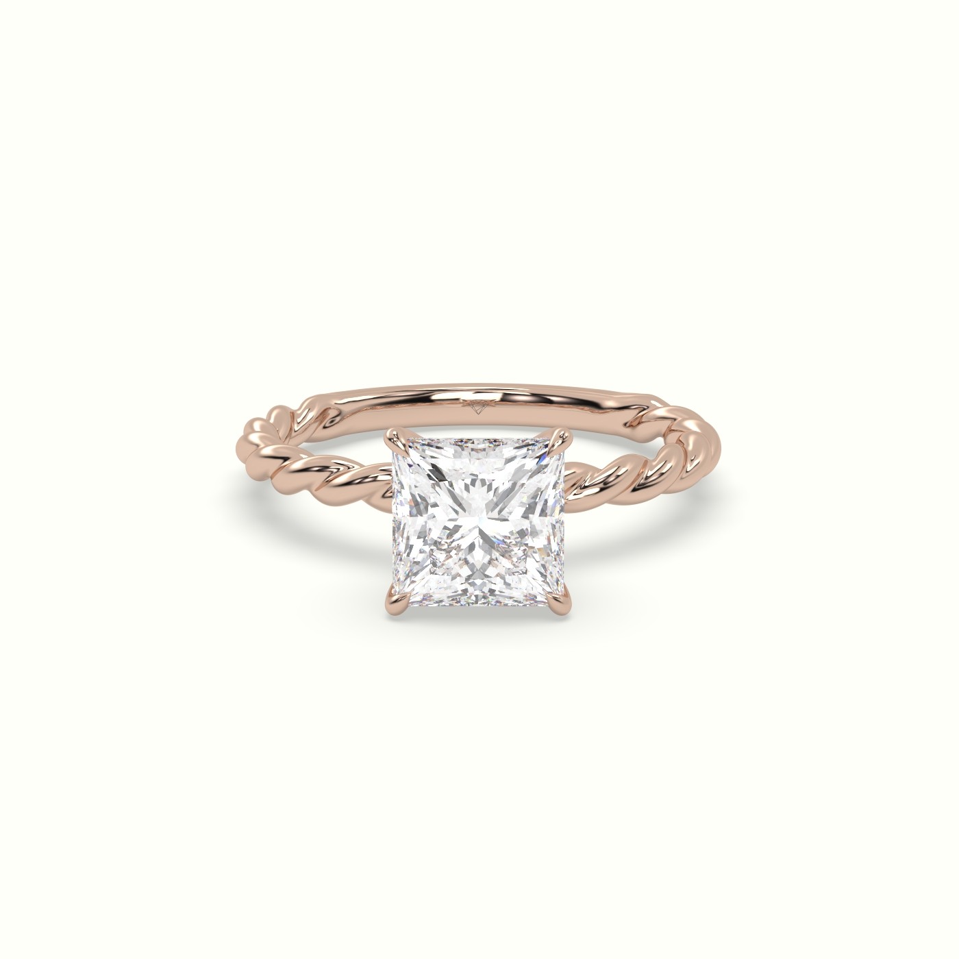18K Rose Gold Princess Cut Diamond Solitaire Engagement Ring