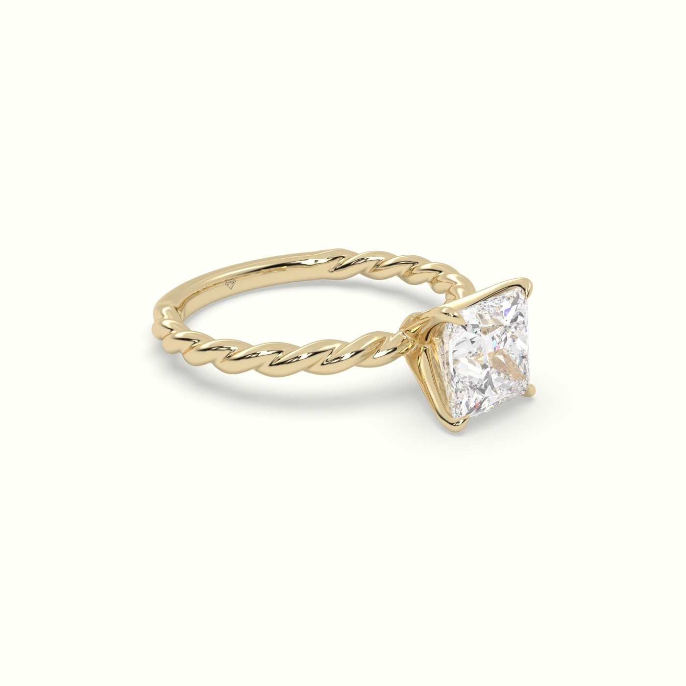 18K Yellow Gold Princess Cut Diamond Solitaire Engagement Ring