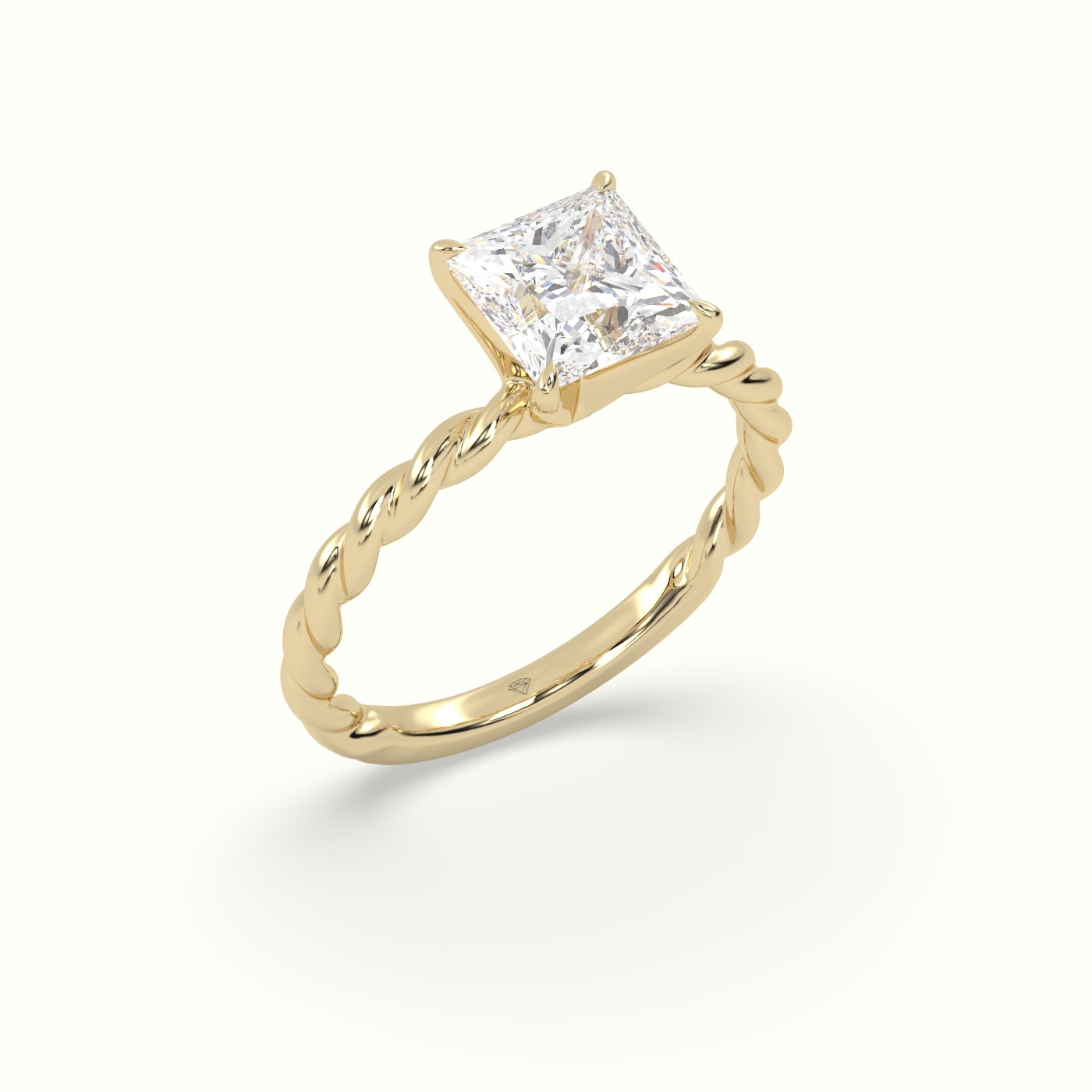 18K Yellow Gold Princess Cut Diamond Solitaire Engagement Ring