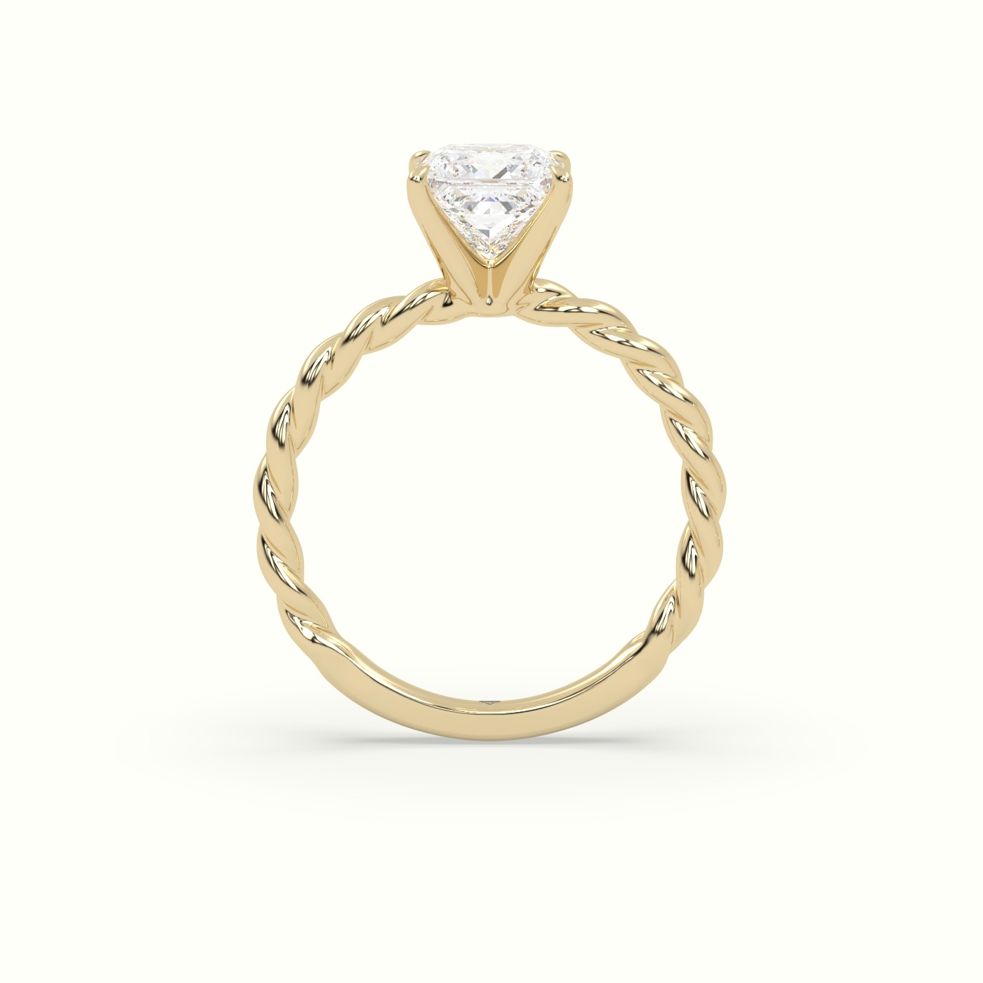 18K Yellow Gold Princess Cut Diamond Solitaire Engagement Ring