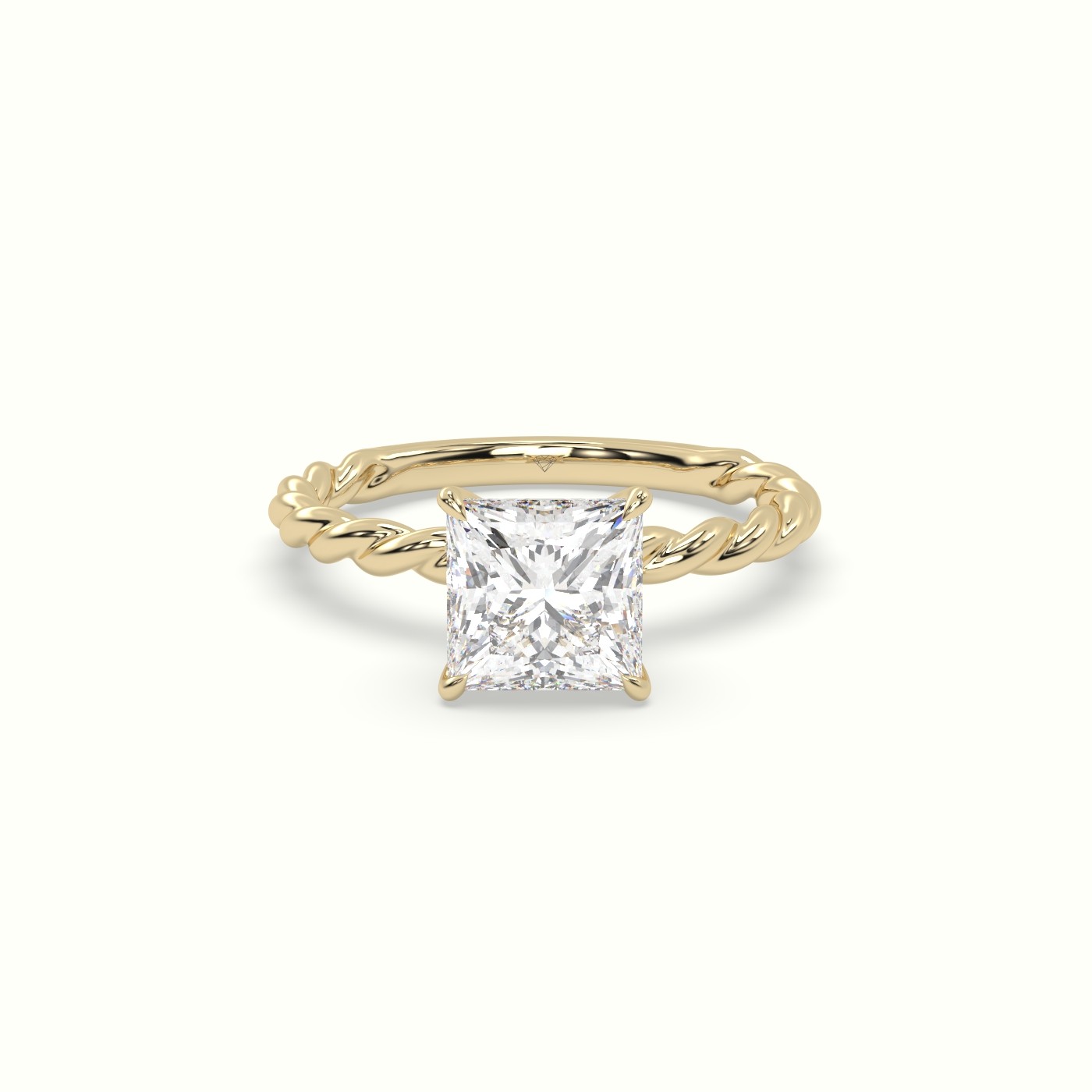 18K Yellow Gold Princess Cut Diamond Solitaire Engagement Ring
