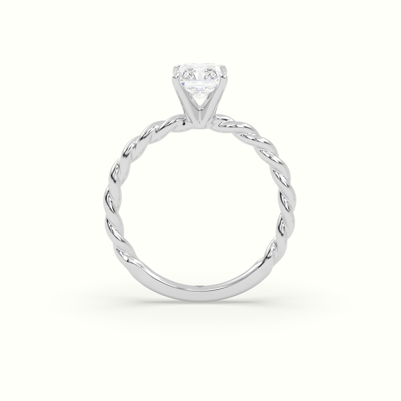 18K White Gold Radiant Cut Diamond Solitaire Engagement Ring