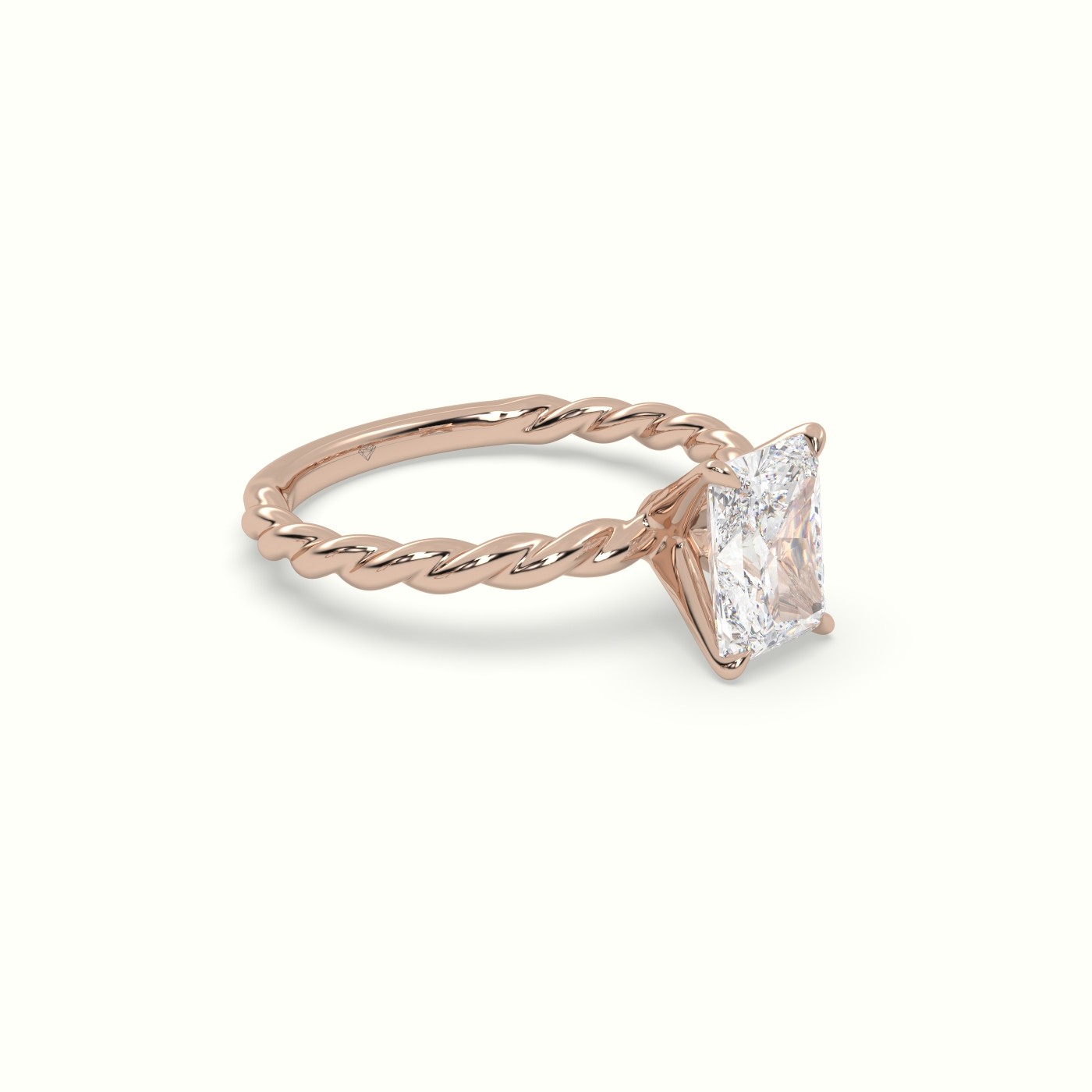 18K Rose Gold Radiant Cut Diamond Solitaire Engagement Ring