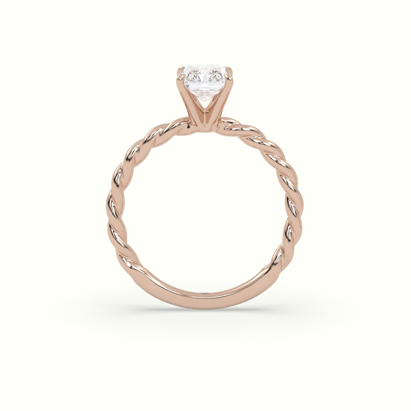 18K Rose Gold Radiant Cut Diamond Solitaire Engagement Ring