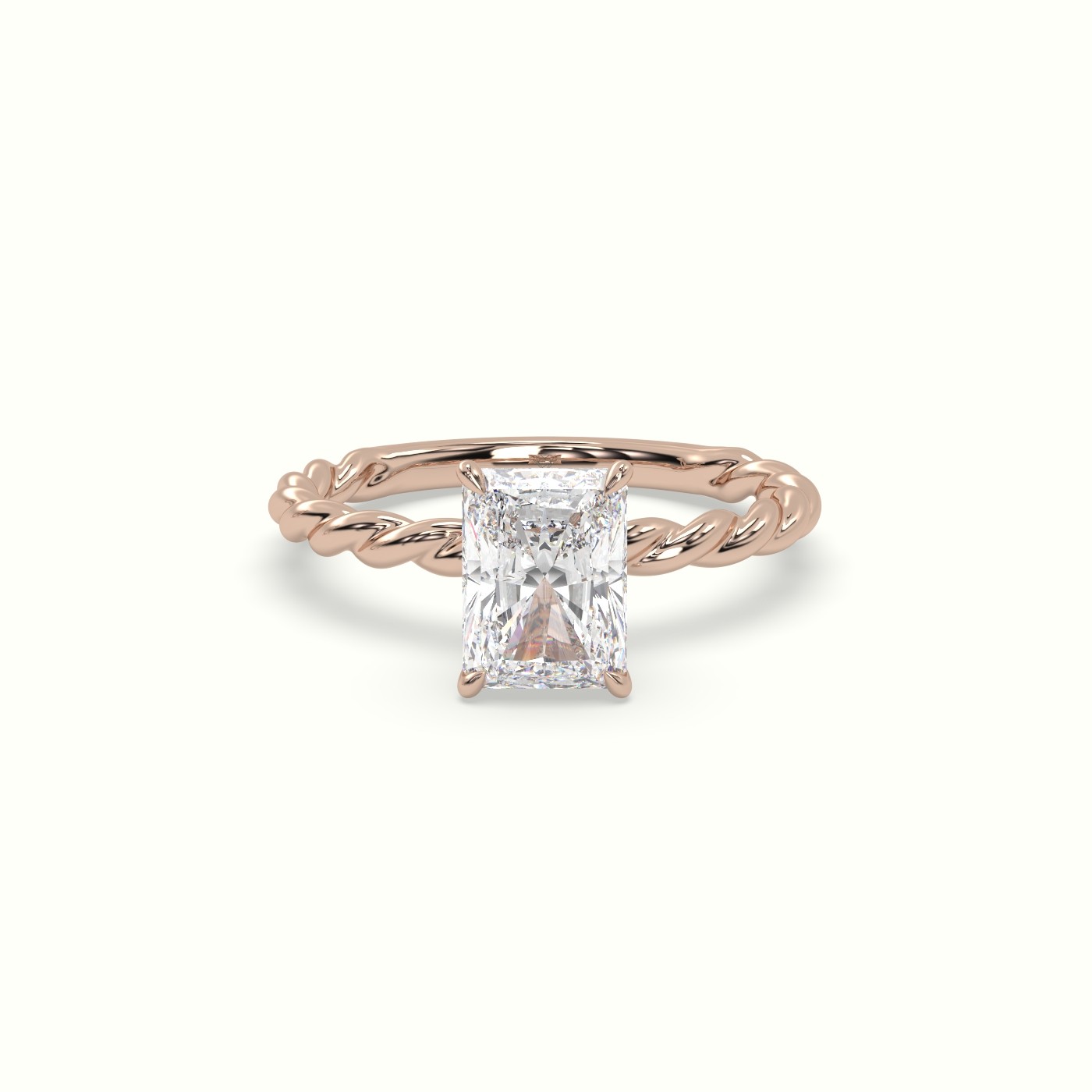 18K Rose Gold Radiant Cut Diamond Solitaire Engagement Ring