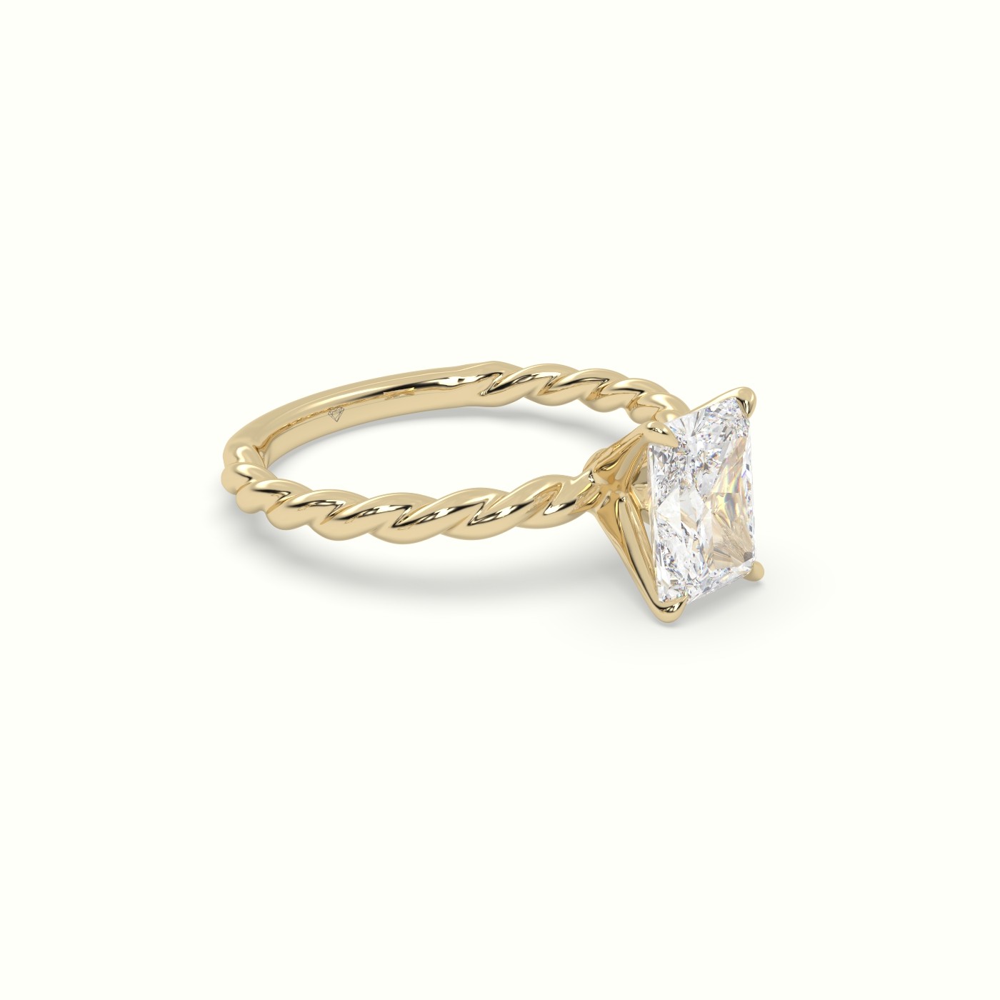 18K Yellow Gold Radiant Cut Diamond Solitaire Engagement Ring