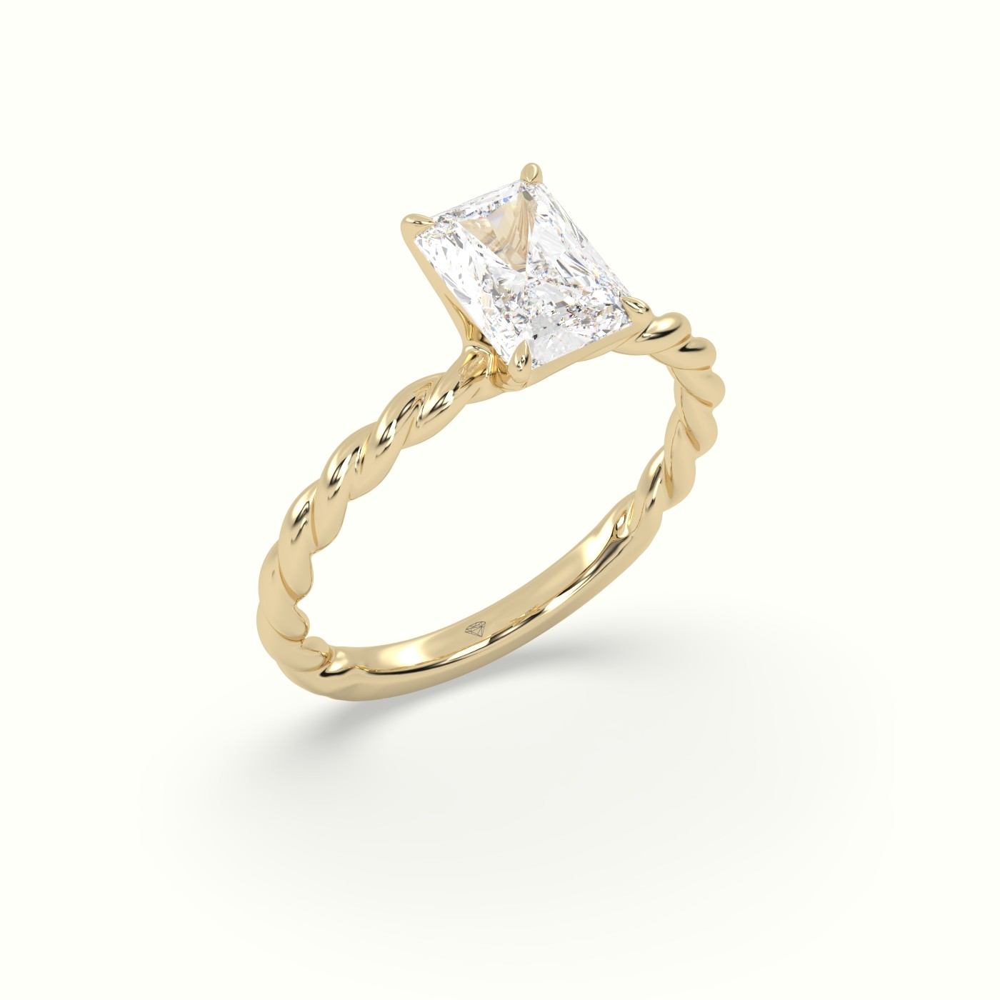 18K Yellow Gold Radiant Cut Diamond Solitaire Engagement Ring