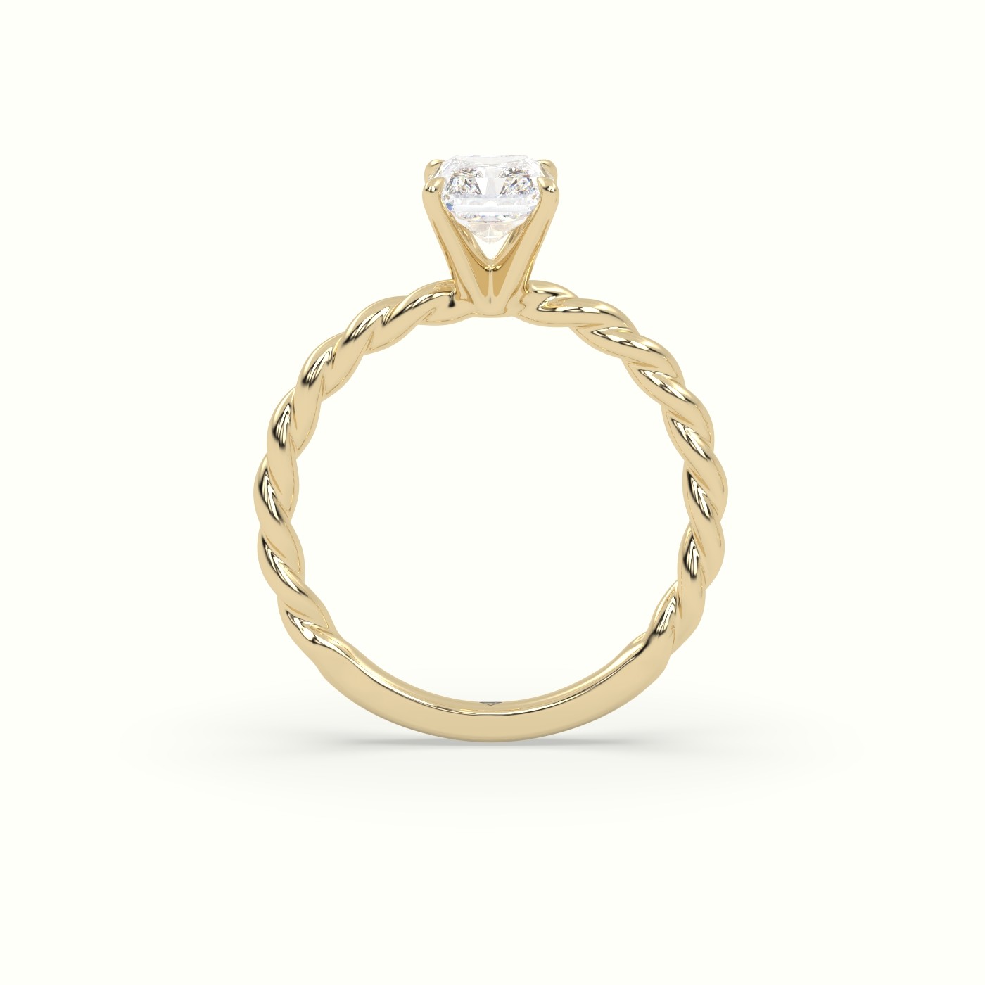 18K Yellow Gold Radiant Cut Diamond Solitaire Engagement Ring