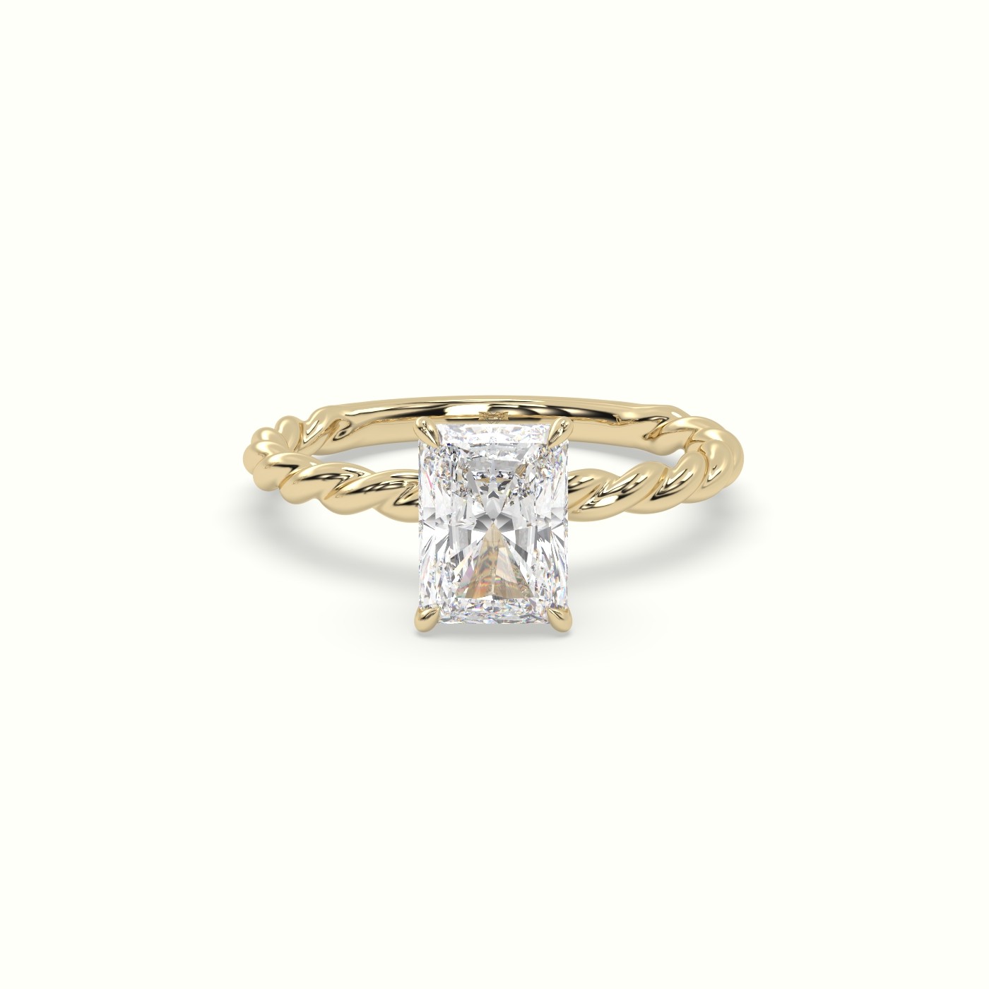 18K Yellow Gold Radiant Cut Diamond Solitaire Engagement Ring