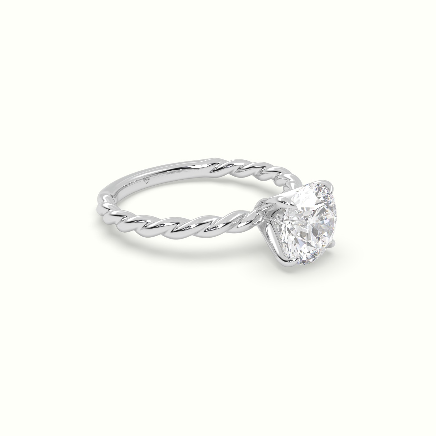 18K White Gold Round Cut Diamond Solitaire Engagement Ring