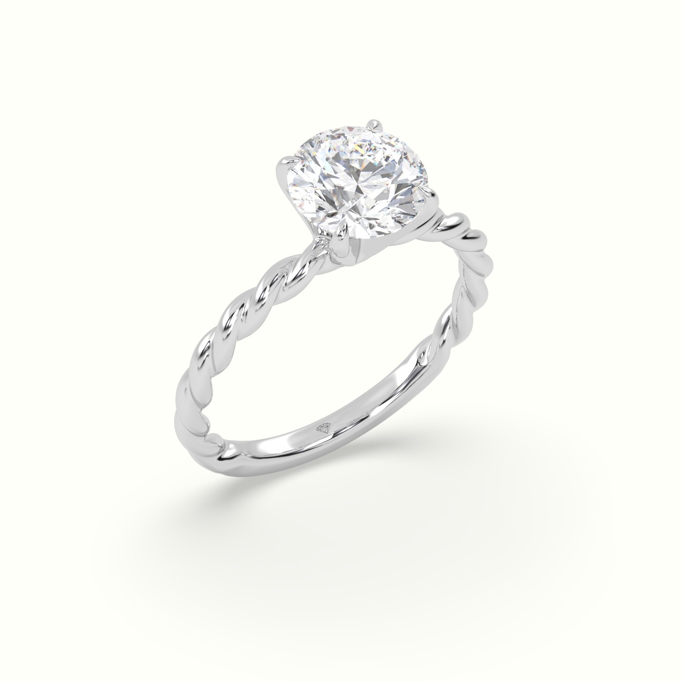 18K White Gold Round Cut Diamond Solitaire Engagement Ring