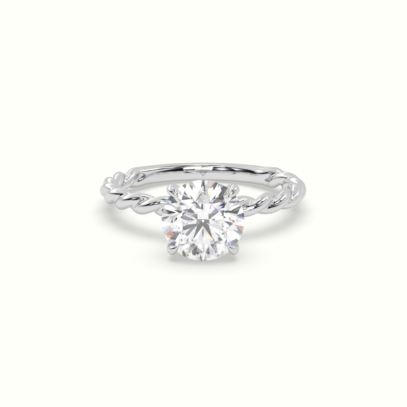 18K White Gold Round Cut Diamond Solitaire Engagement Ring