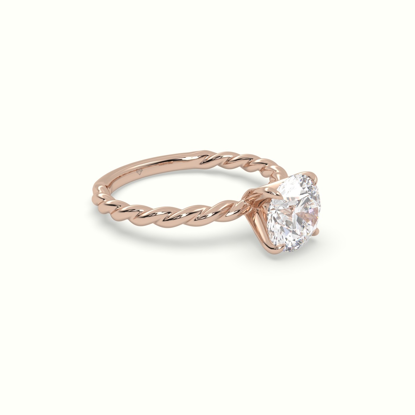 18K Rose Gold Round Cut Diamond Solitaire Engagement Ring