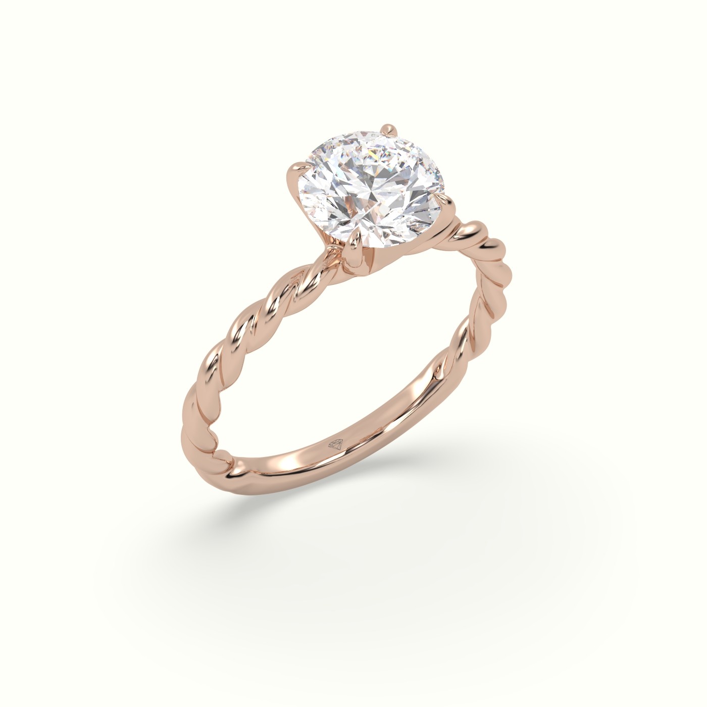 18K Rose Gold Round Cut Diamond Solitaire Engagement Ring
