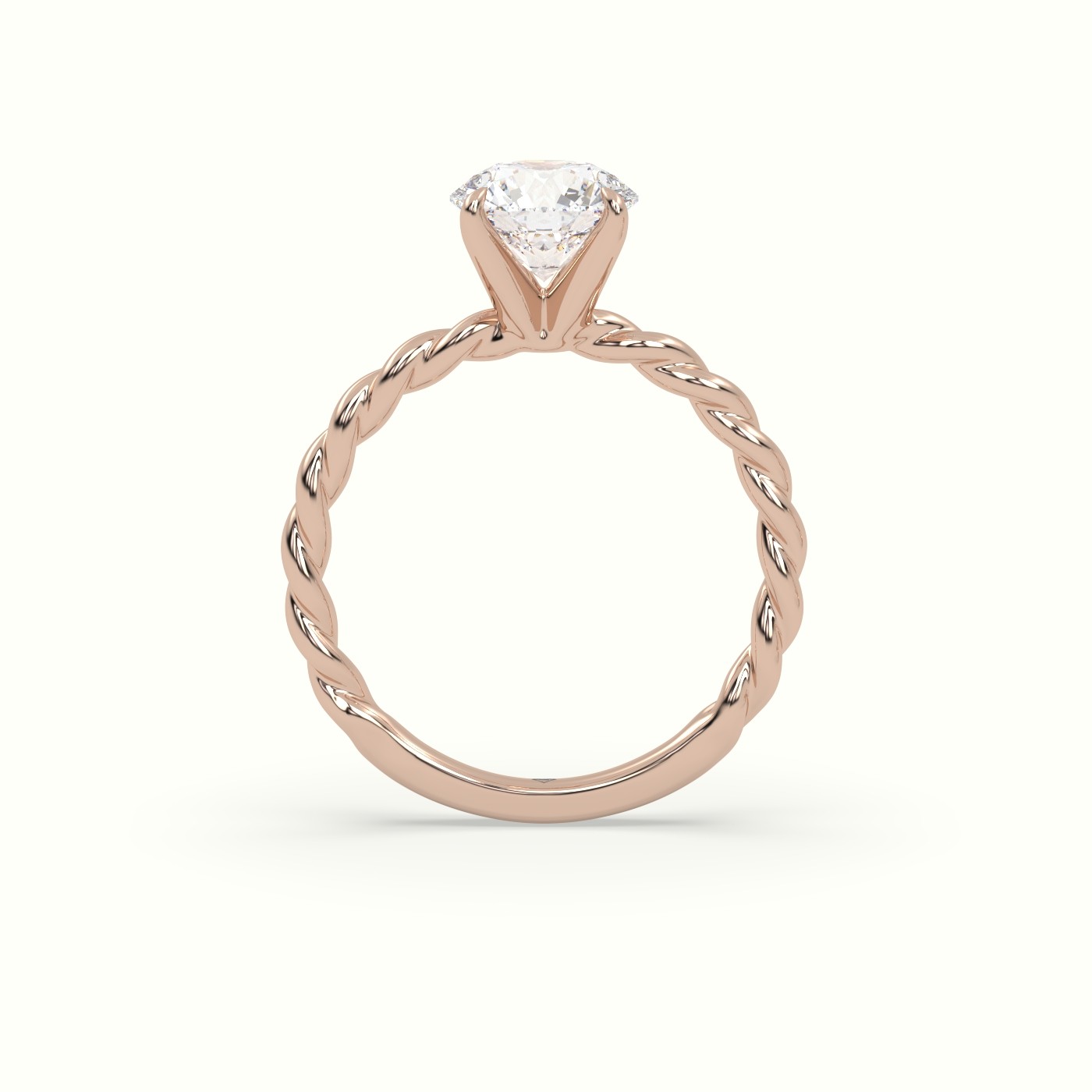 18K Rose Gold Round Cut Diamond Solitaire Engagement Ring