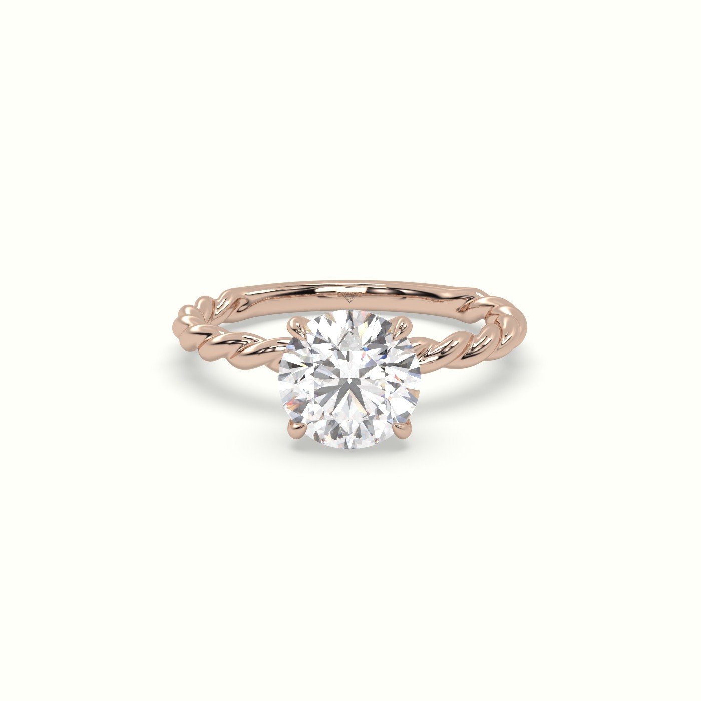 18K Rose Gold Round Cut Diamond Solitaire Engagement Ring