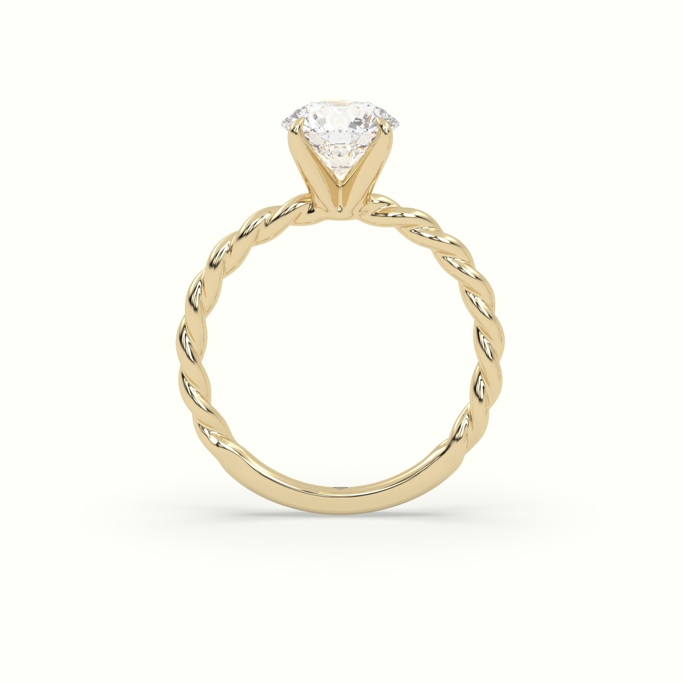 18K Yellow Gold Round Cut Diamond Solitaire Engagement Ring