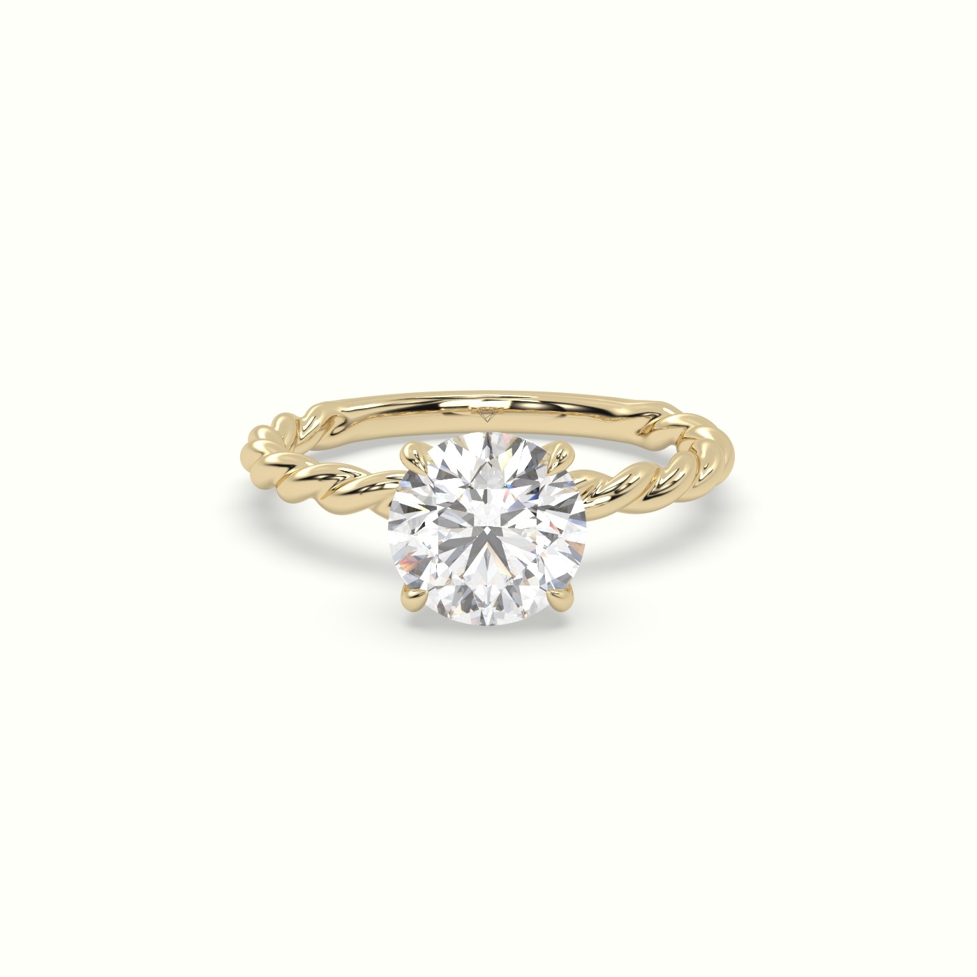 18K Yellow Gold Round Cut Diamond Solitaire Engagement Ring