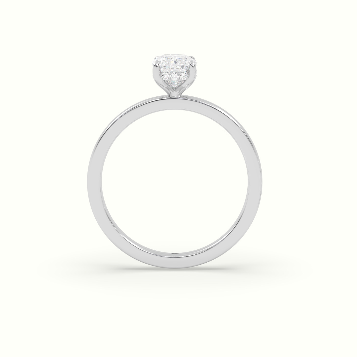 18K White Gold Cushion Cut Hidden Halo Engagement Ring