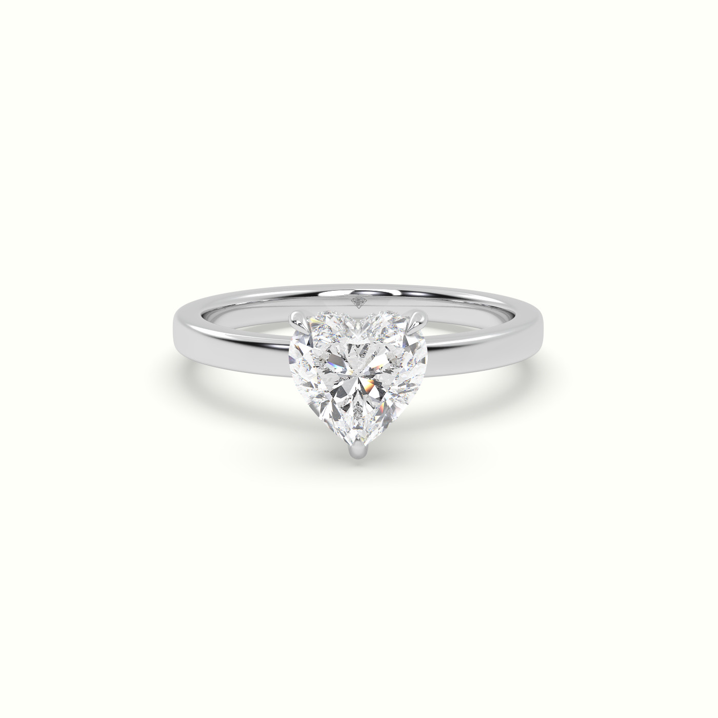 18K White Gold Heart Cut Hidden Halo Engagement Ring