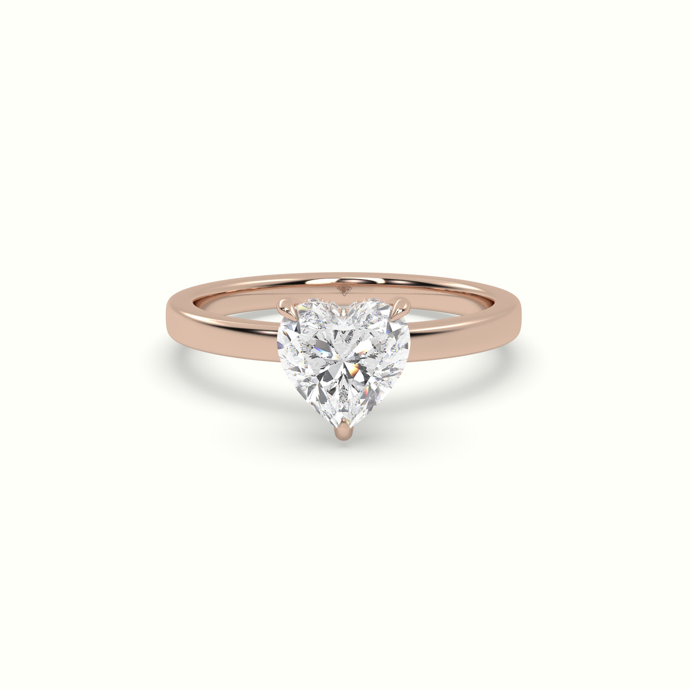 18K Rose Gold Heart Cut Hidden Halo Engagement Ring