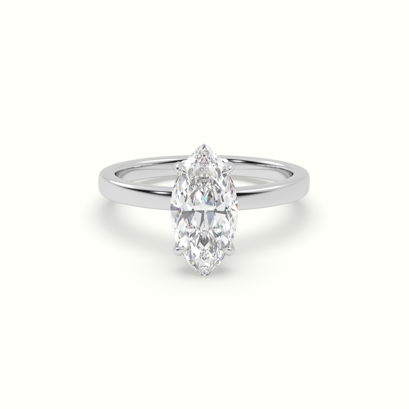 18K White Gold Marquise Cut Hidden Halo Engagement Ring